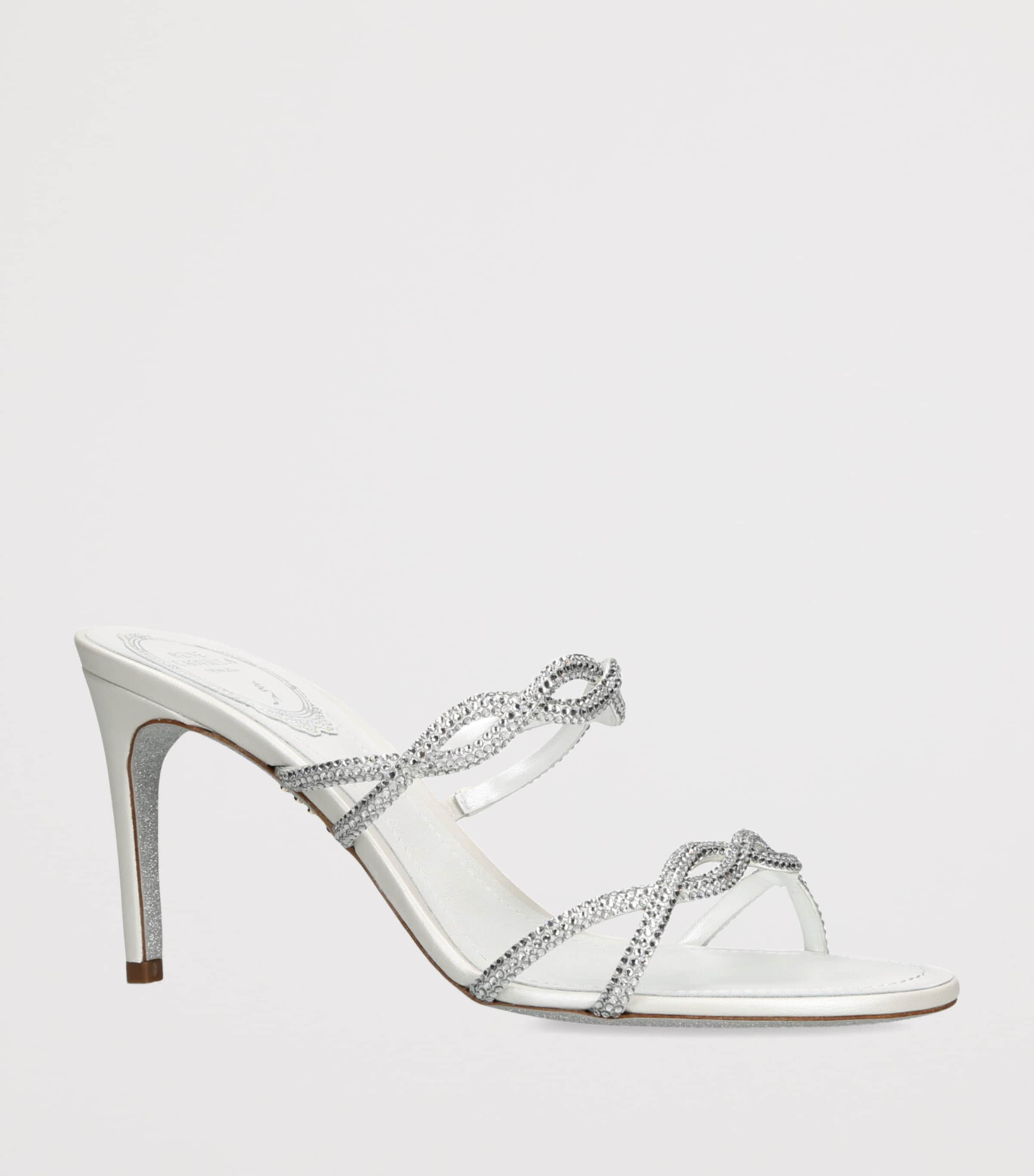 Satin Crystal-Embellished Braid Heeled Sandal 80 WHITE Image 3