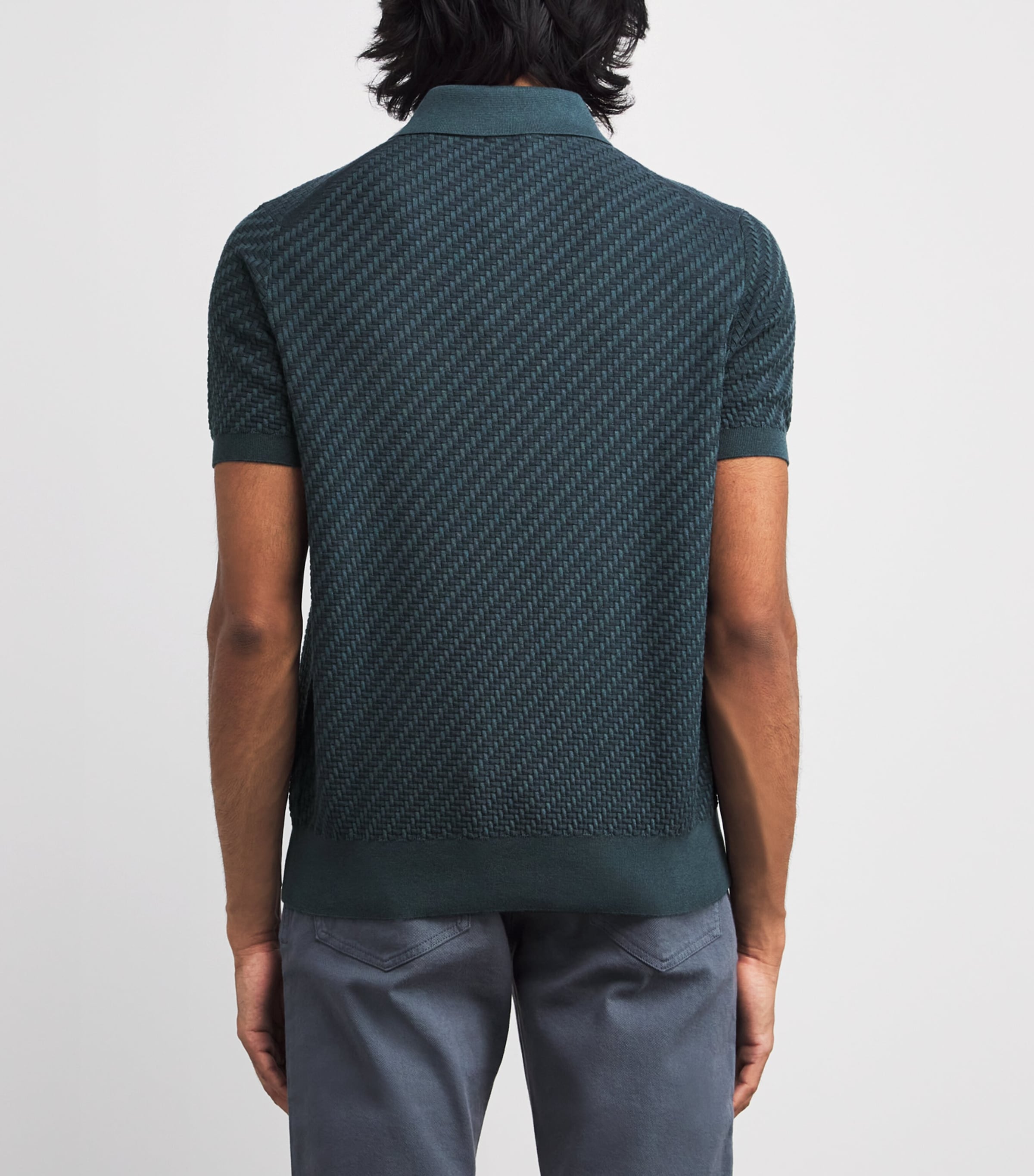 Cotton-Silk-Cashmere Trama Weave Polo Shirt 3200 Image 4