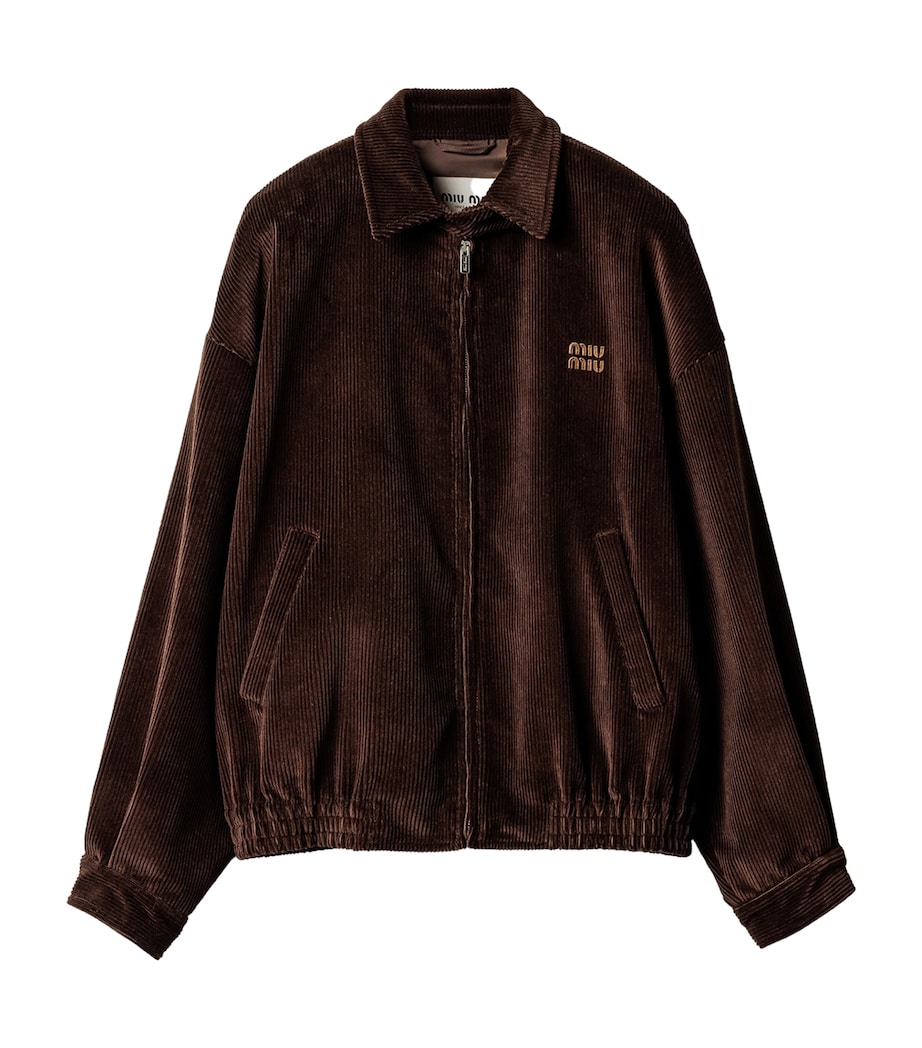 Miu Miu Womens Corduroy Logo Blouson Jacket Image 1