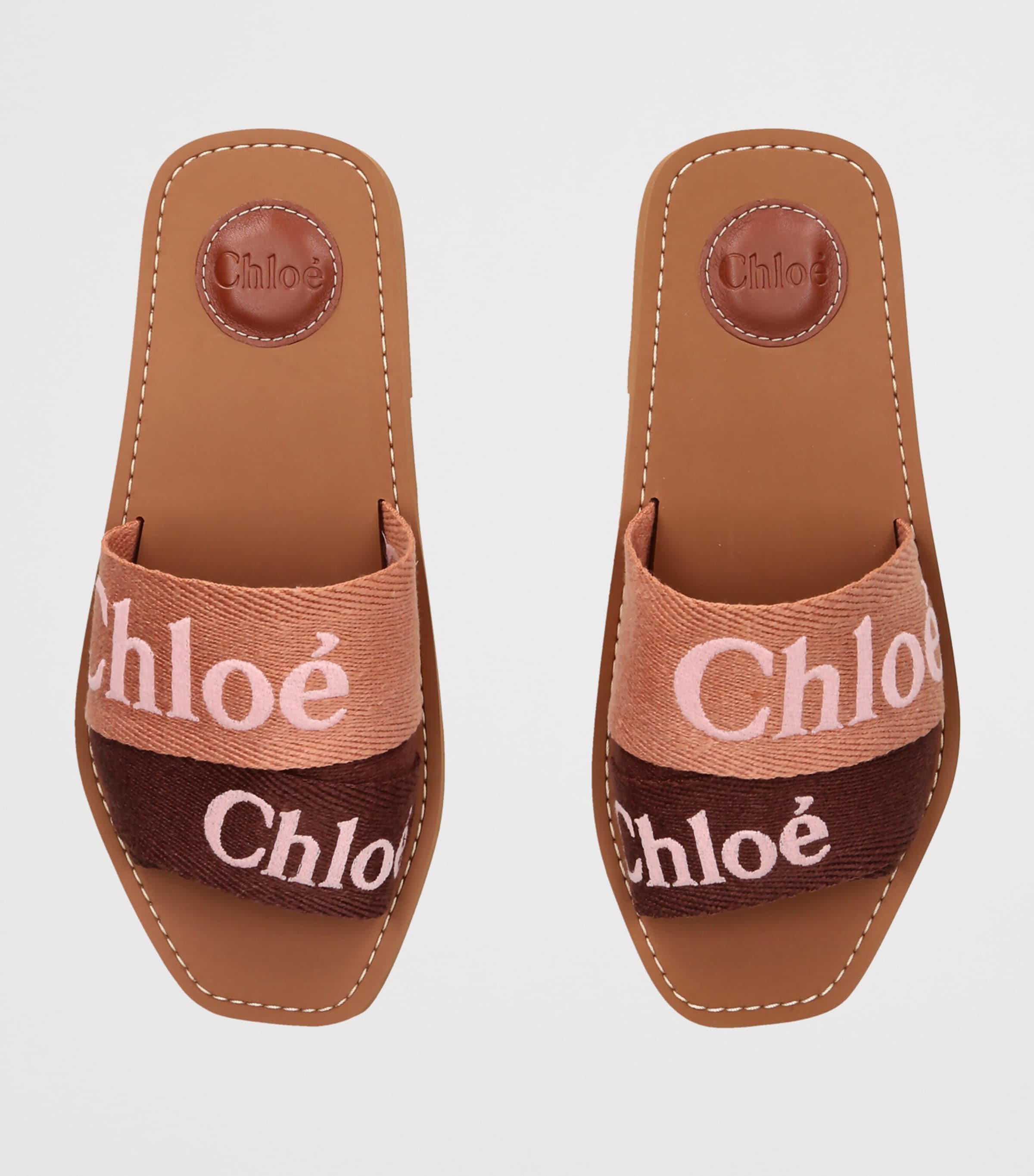Chloé Canvas Jacquard Woody Sandals Pink Comb Image 3