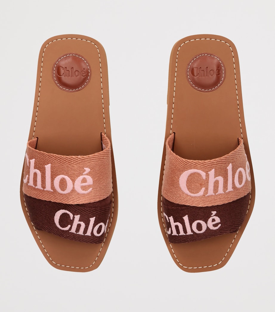 Chloé Canvas Jacquard Woody Sandals Pink Comb Image 3