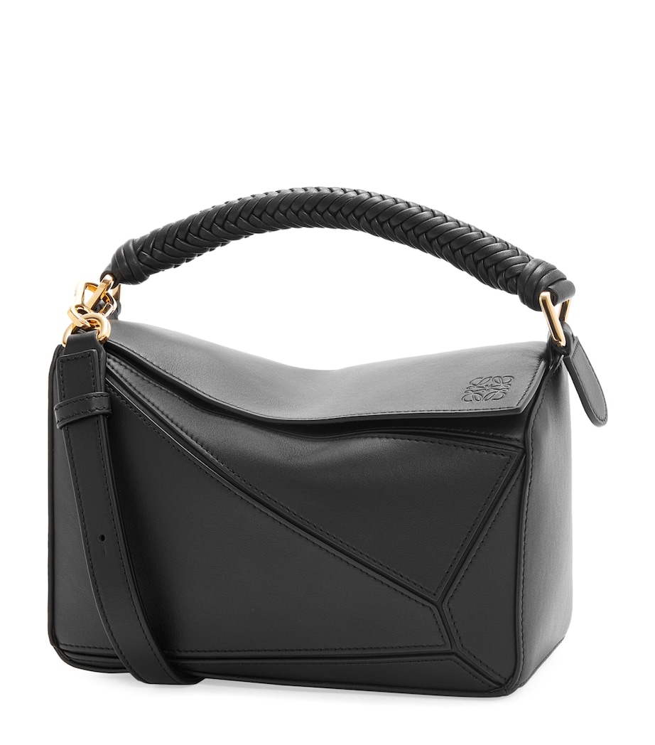 Small Leather Puzzle Top-Handle Bag BLACK Image 1