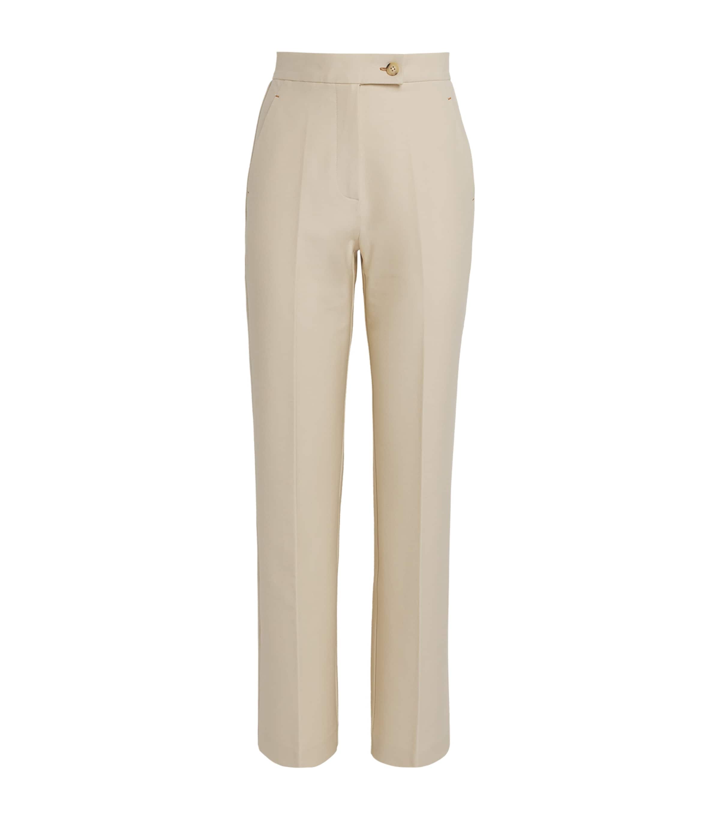 Mm Max Mara Jersey Ulivo Straight Trousers In White