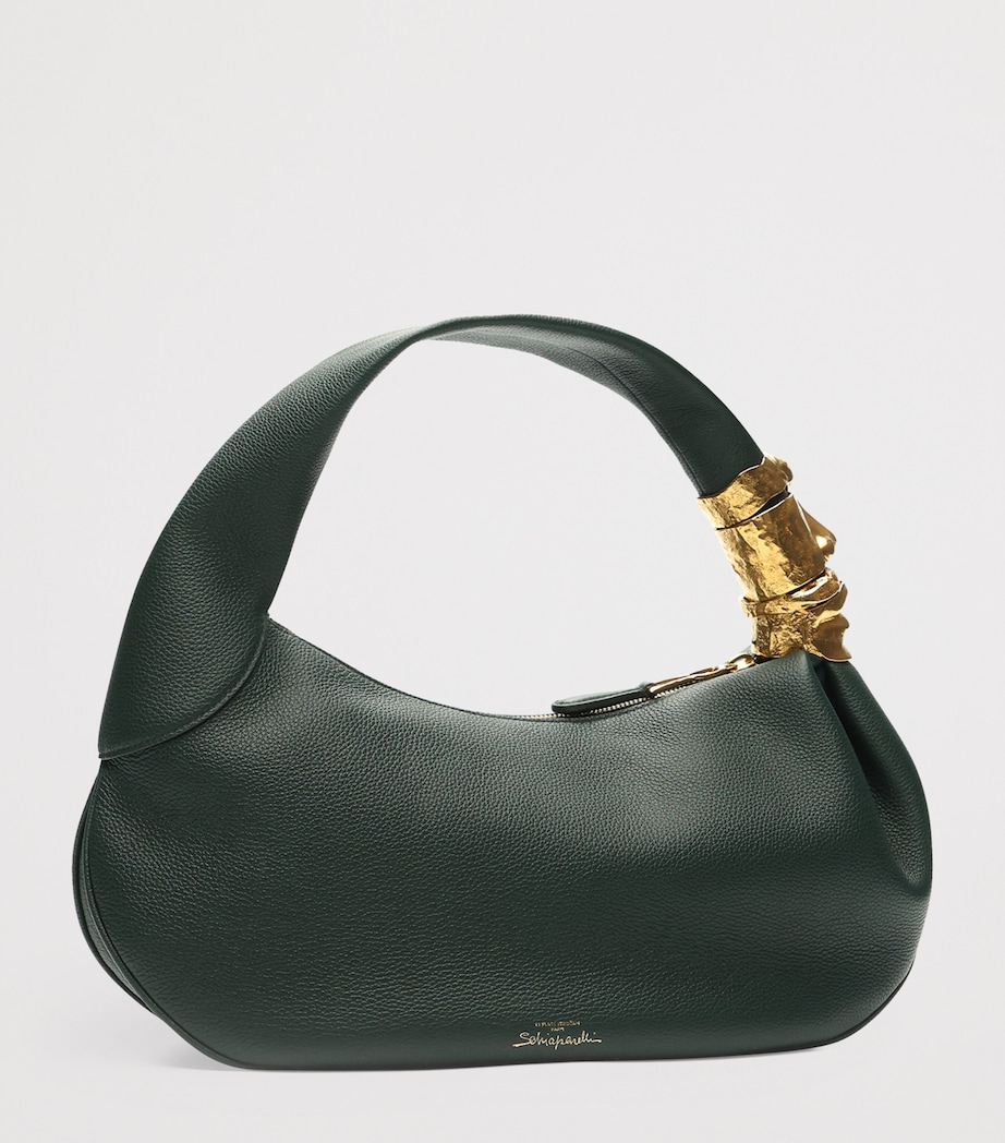 Schiaparelli Leather Soufflé Baguette Shoulder Bag Dark Green Image 6