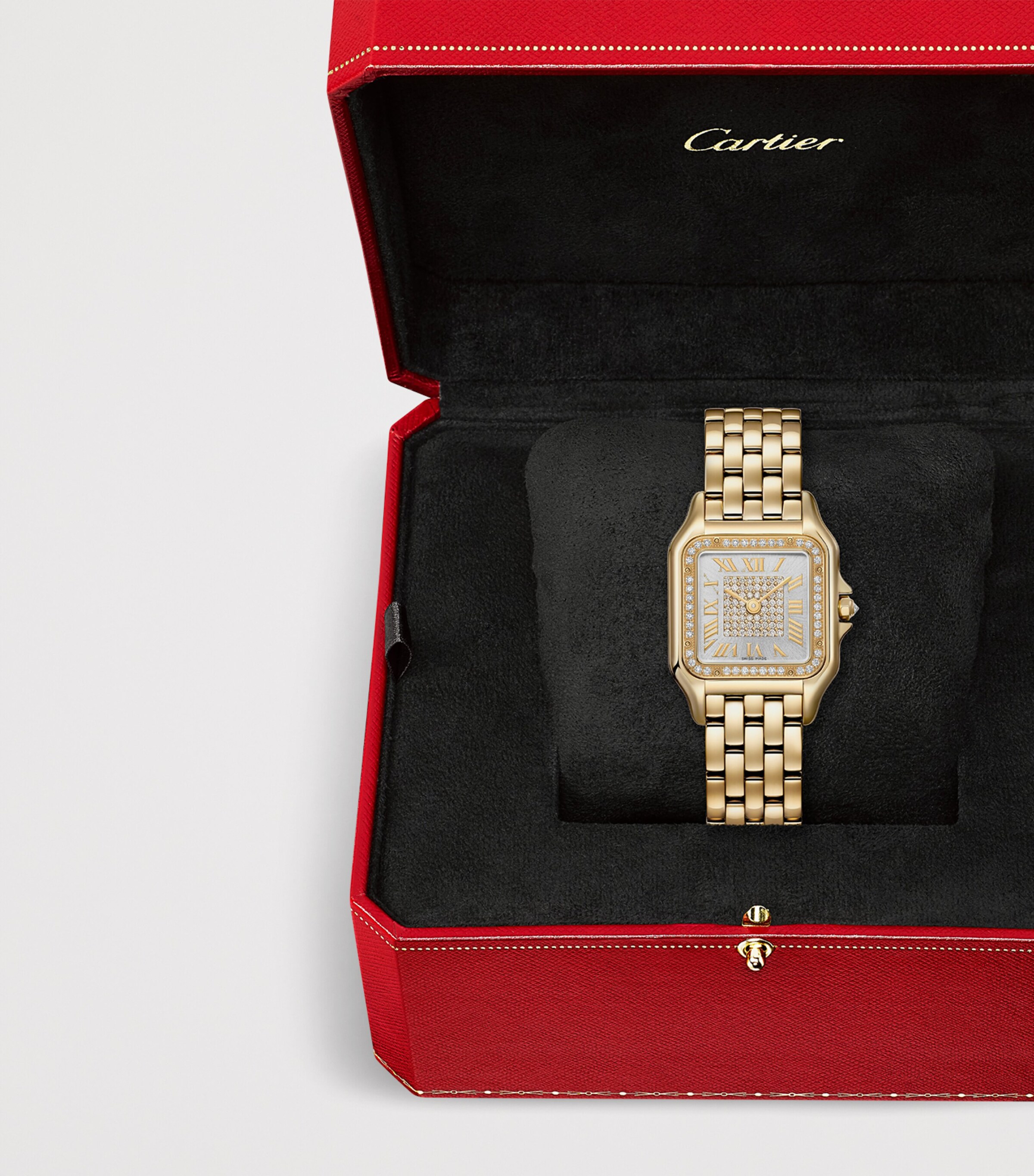 Cartier Medium Yellow Gold and Diamond Panthère de Cartier Watch 27mm Silvered Image 9