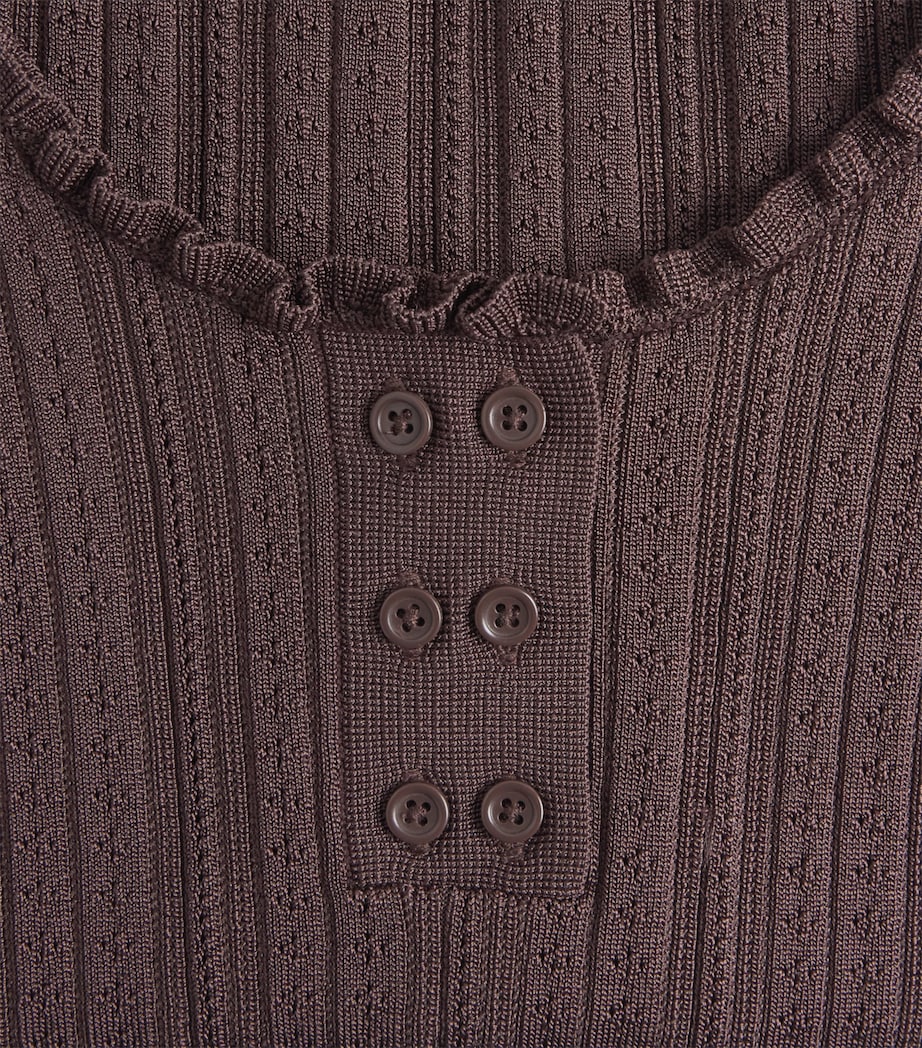 Pointelle Knit Tank Top CHOCOLATE Image 5