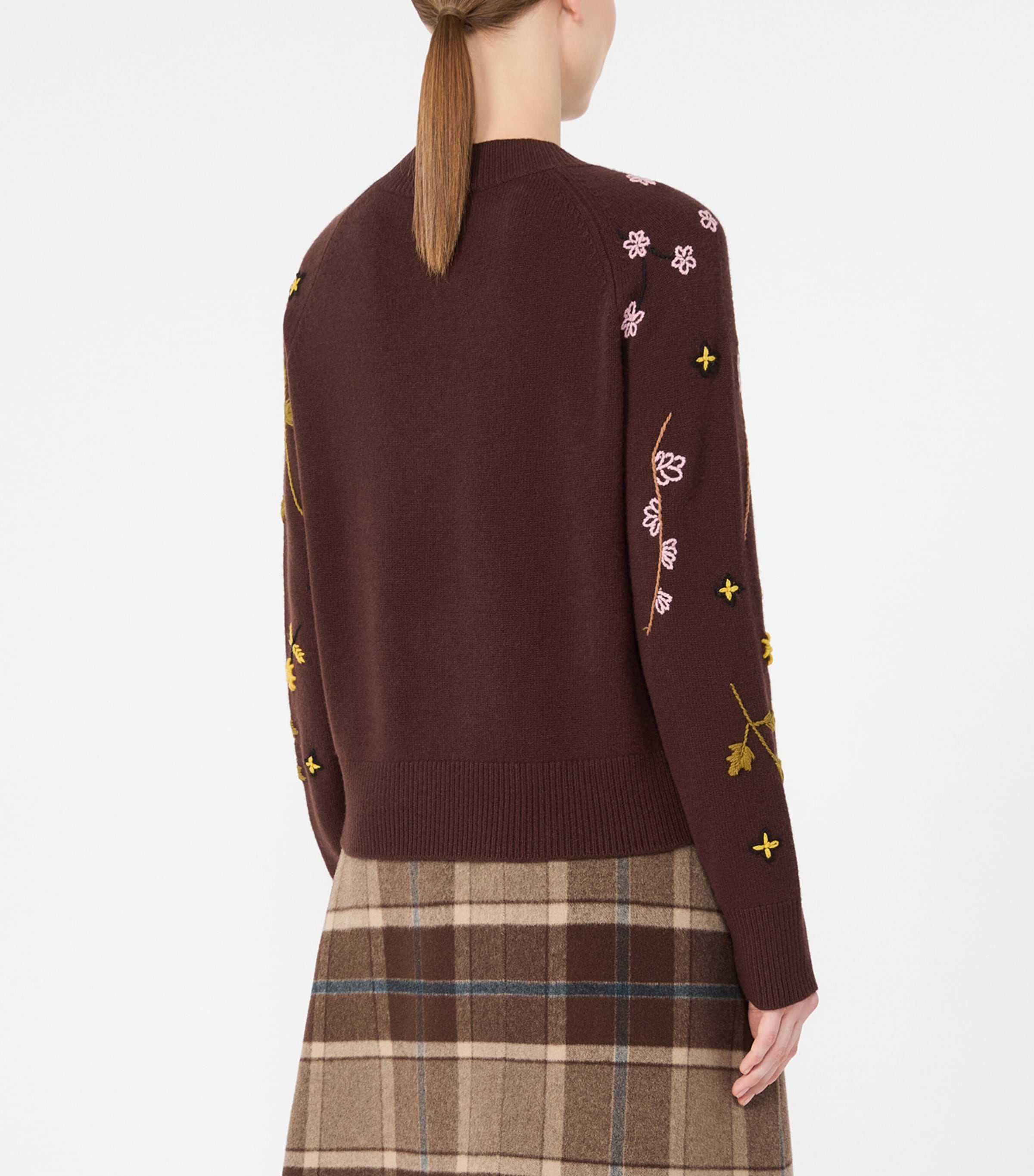 Weekend Max Mara Womens Virgin Wool Embroidered Sweater Dark Brown Image 4