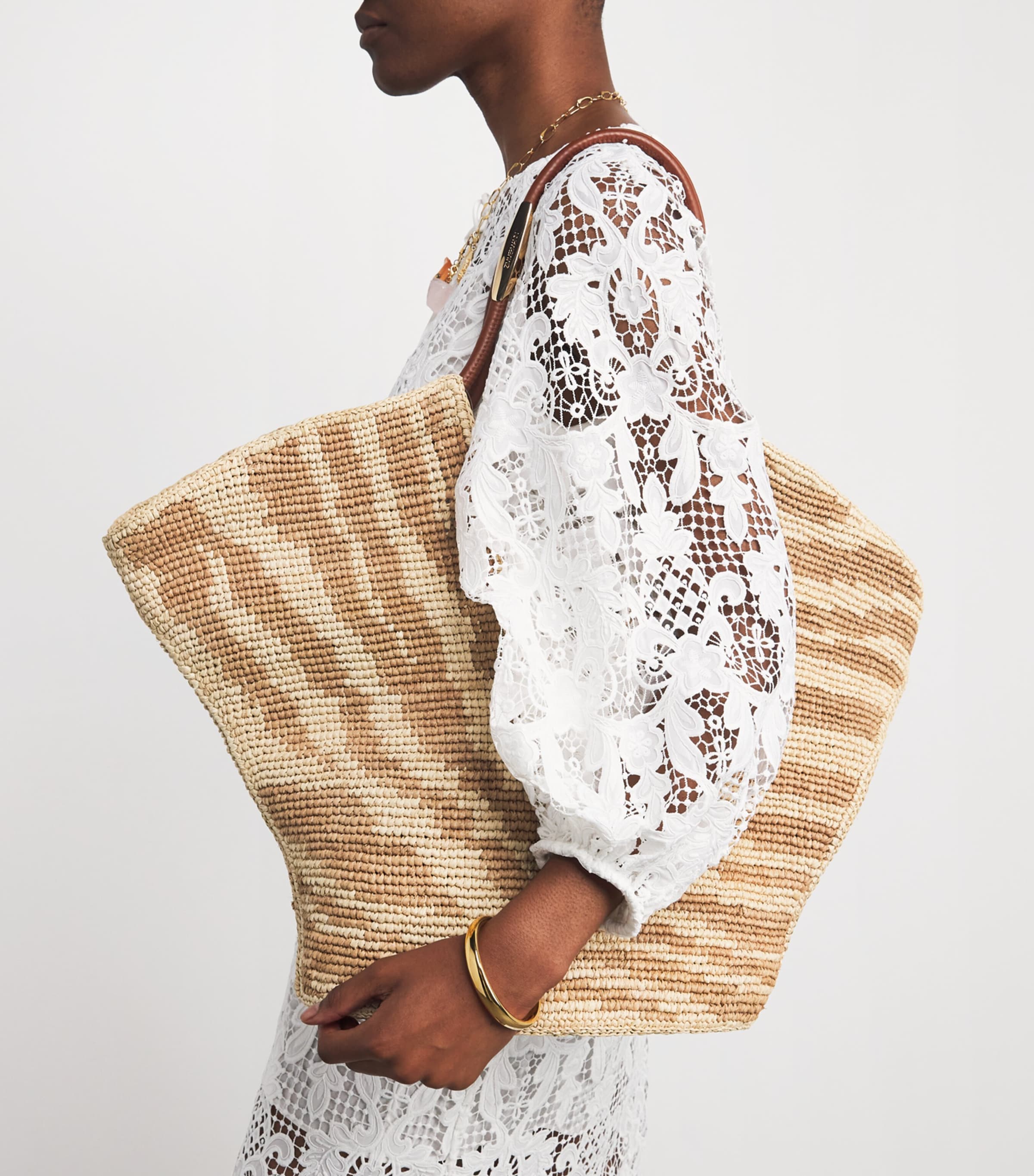 Large Raffia Zebra Tote Bag TANZEB Image 5