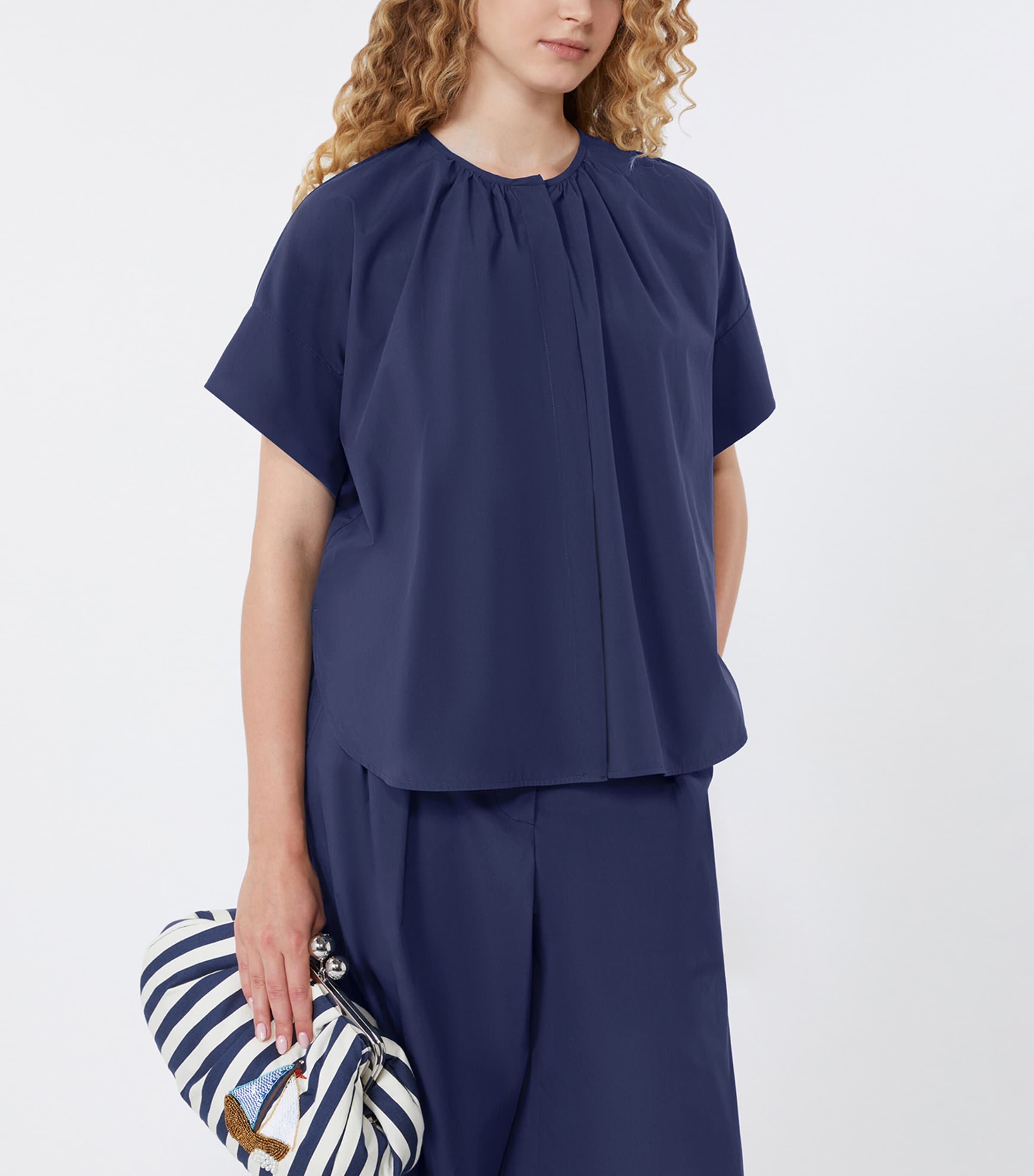 Cotton Poplin Blouse NAVY Image 2