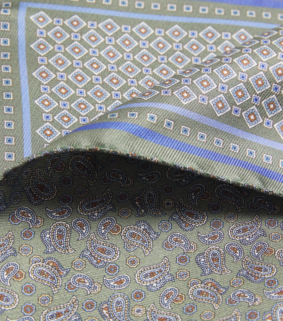 Silk Print Pocket Square 64 NAVY BLUE Image 3