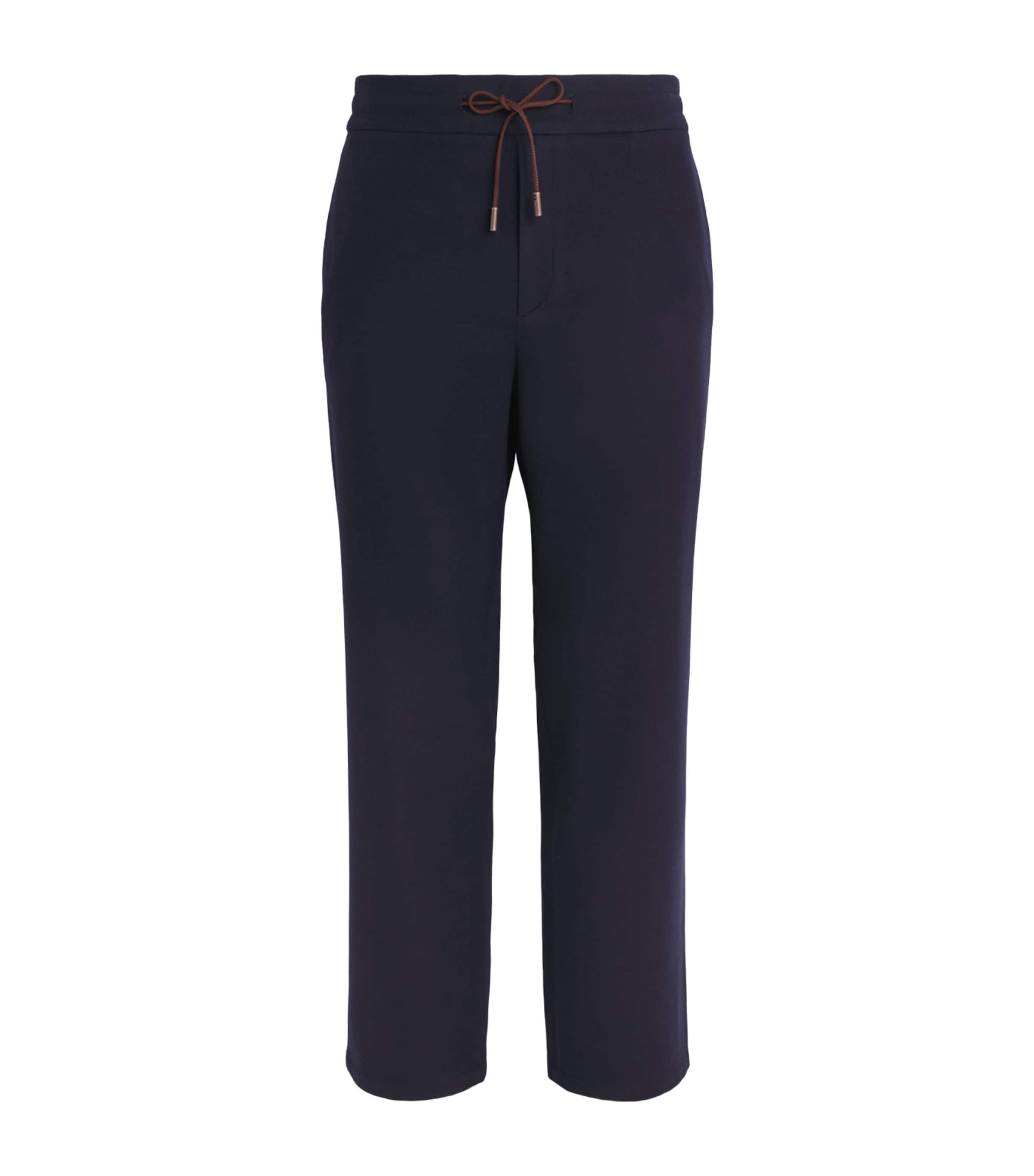 Colombo Mens Wool Drawstring Sweatpants Dark Blue Image 1