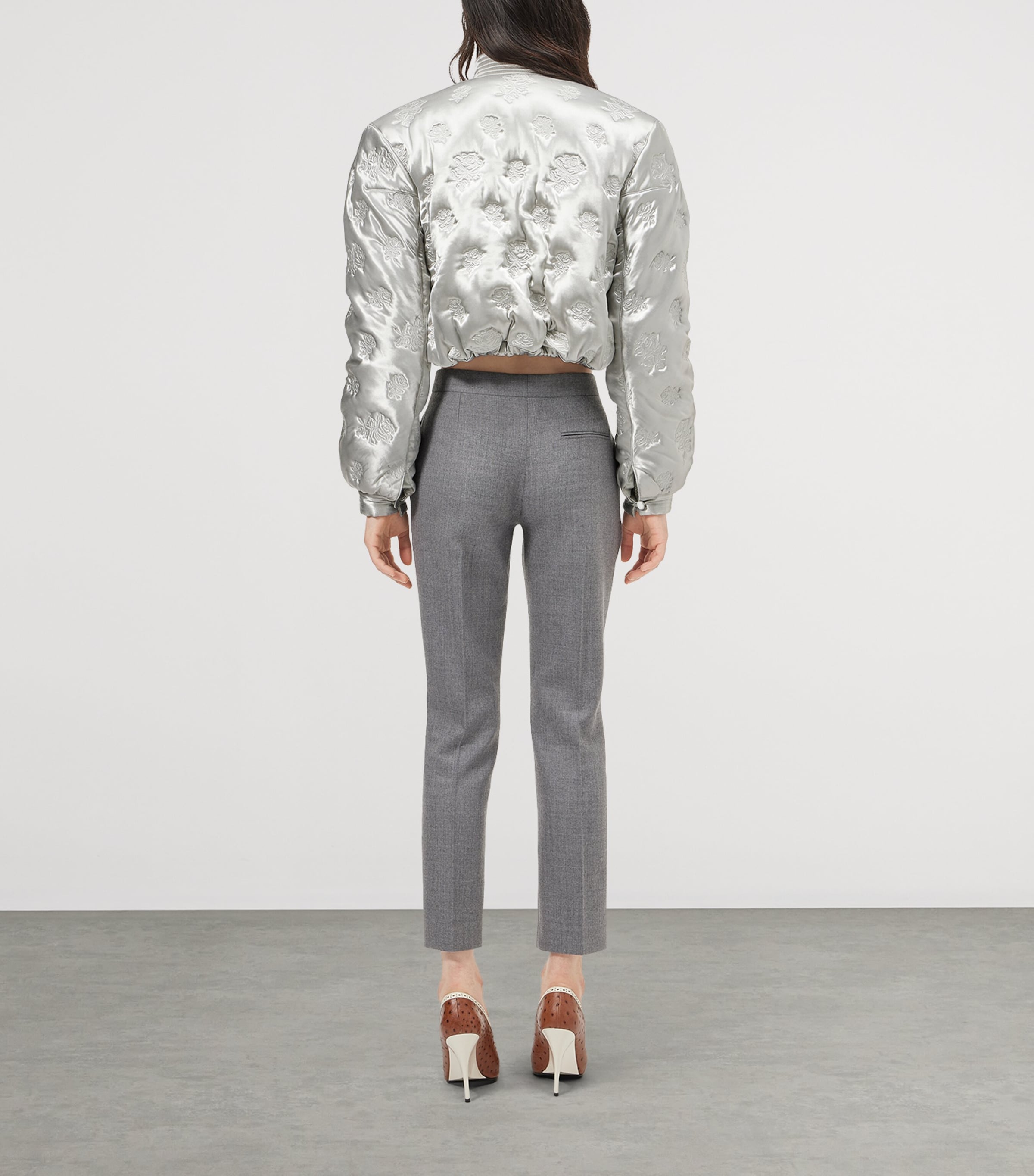 McQueen Womens Satin Embroidered Bomber Jacket Image 3