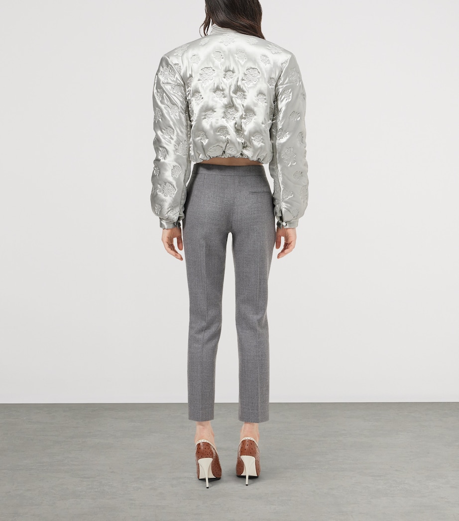 McQueen Womens Satin Embroidered Bomber Jacket Image 3