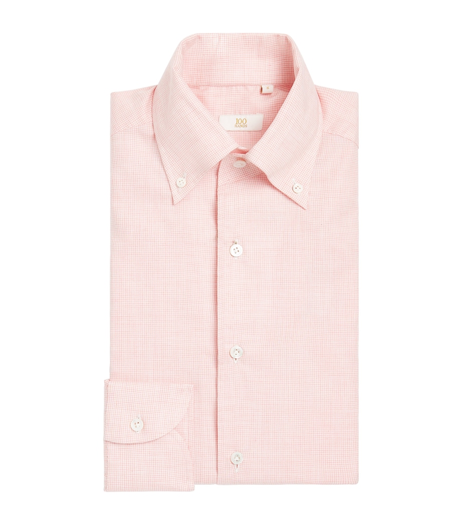 100HANDS Mens Cotton Puppytooth Shirt Grapefruit Pink Image 1