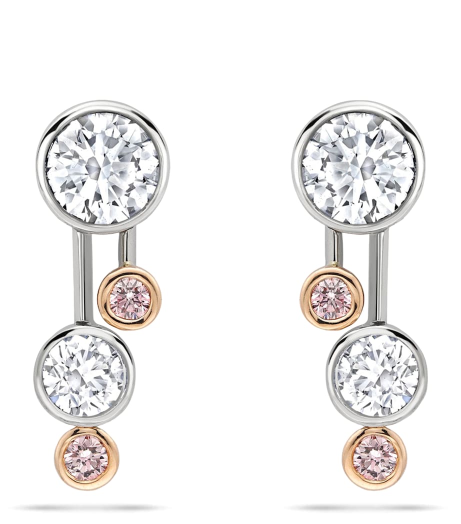 Boodles Rose Gold, Platinum and Mixed Diamond Drop Earrings Platinum Image 1