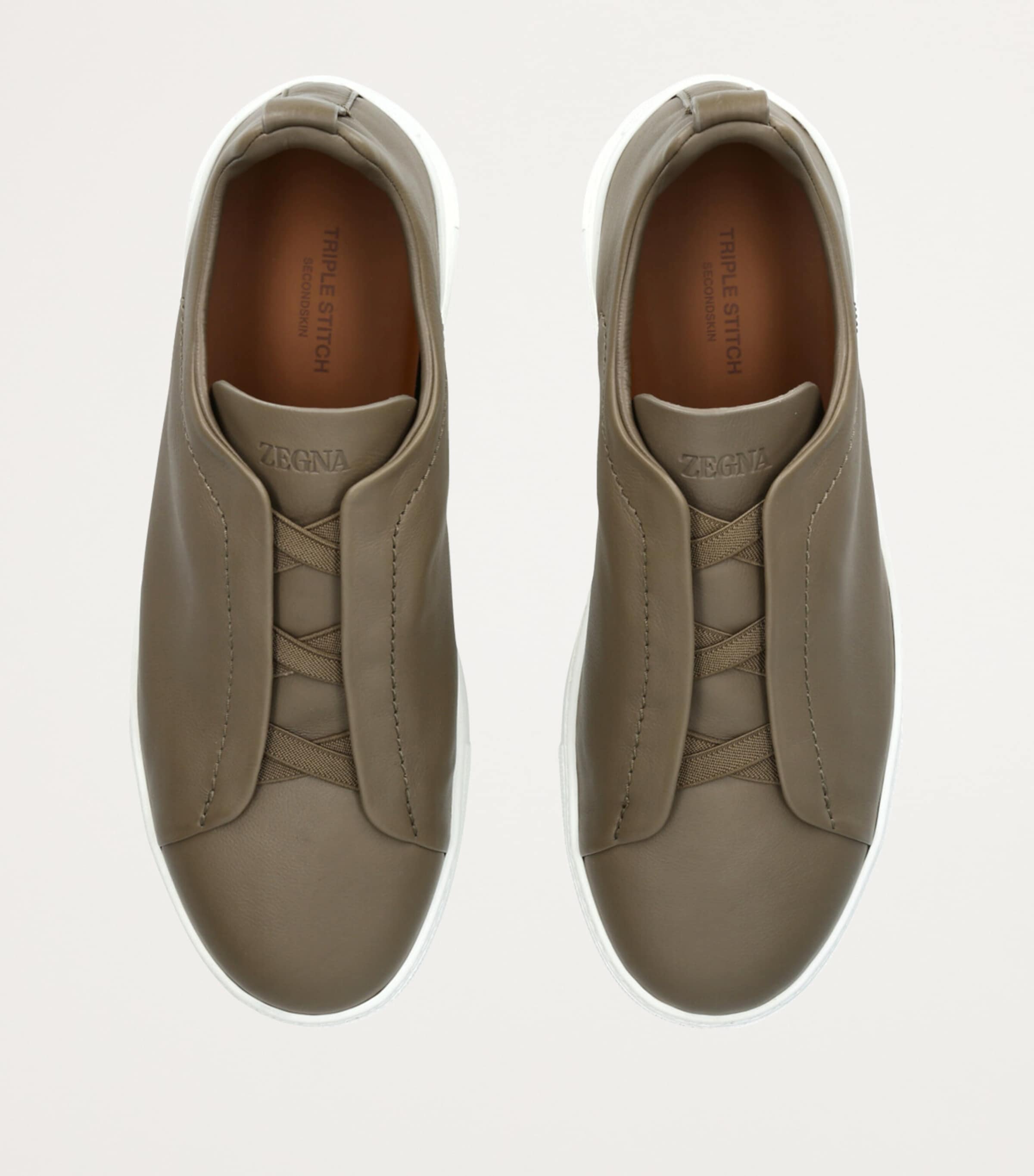 Crocodile Leather Triple Stitch SECONDSKIN Sneaker MID GREEN Image 4