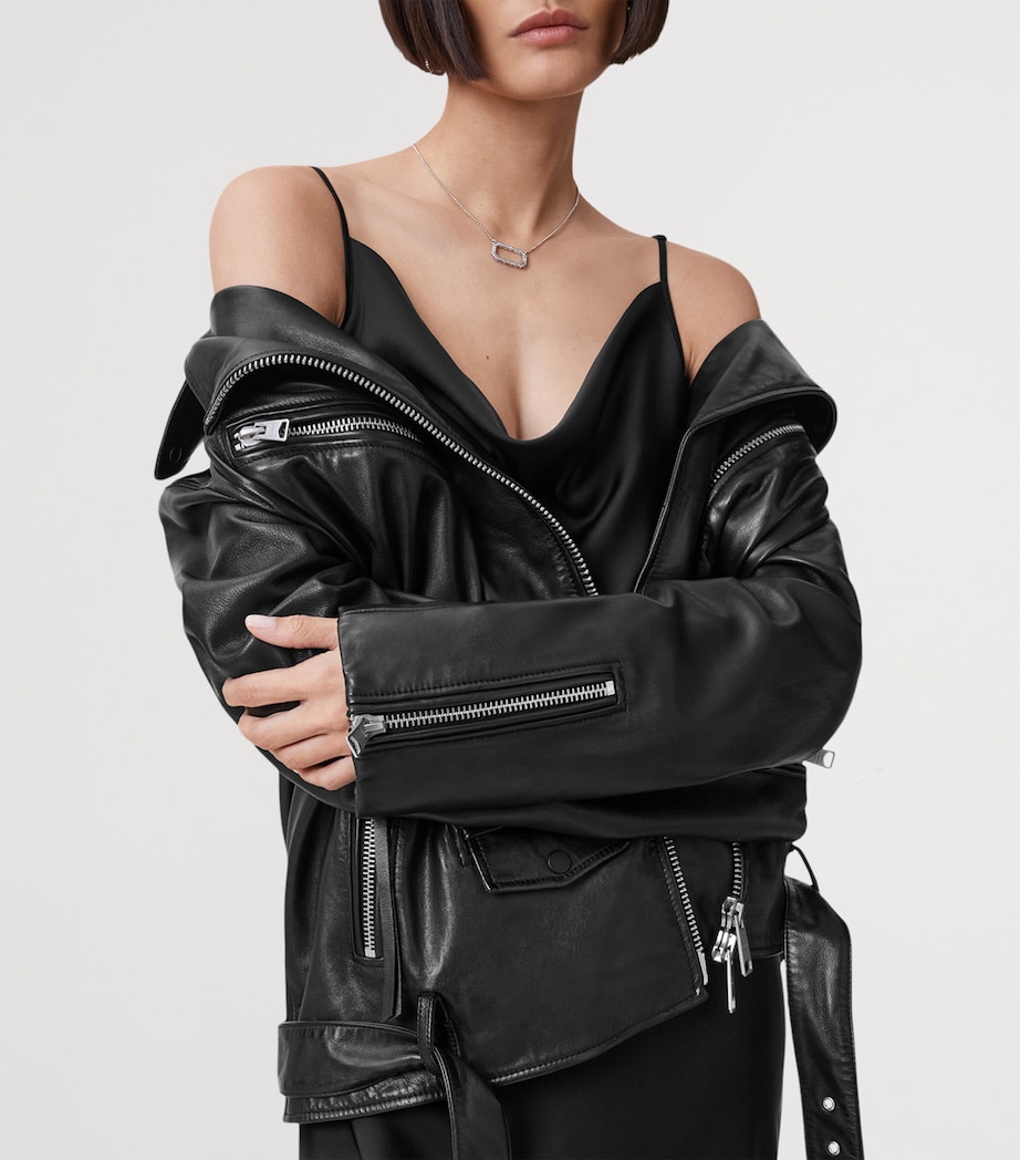 Leather Billie Biker Jacket BLACK Image 8