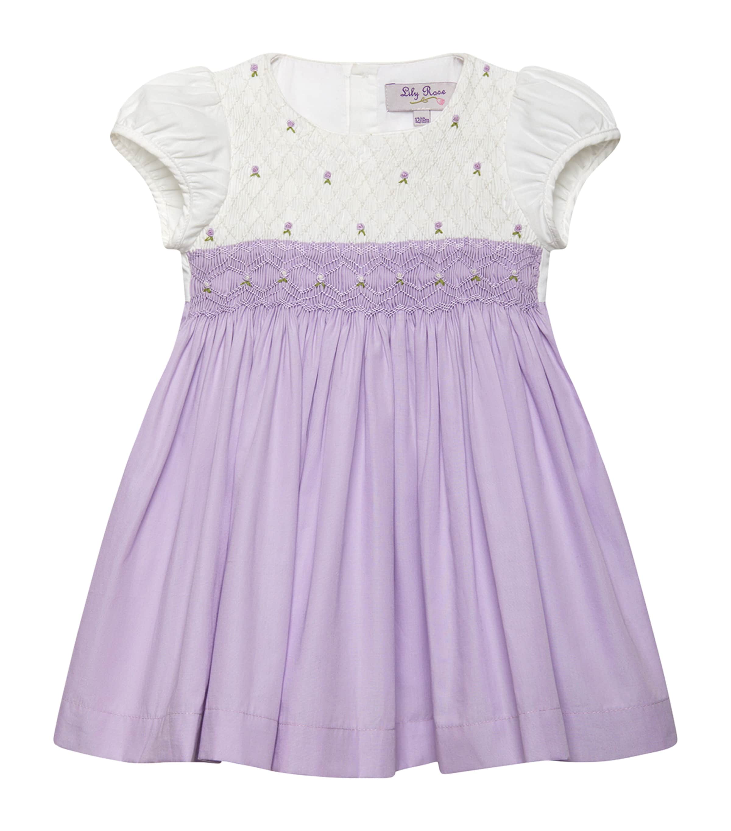 Cotton Rose Smocked Dress (3-24 Months) LILAC Image 1