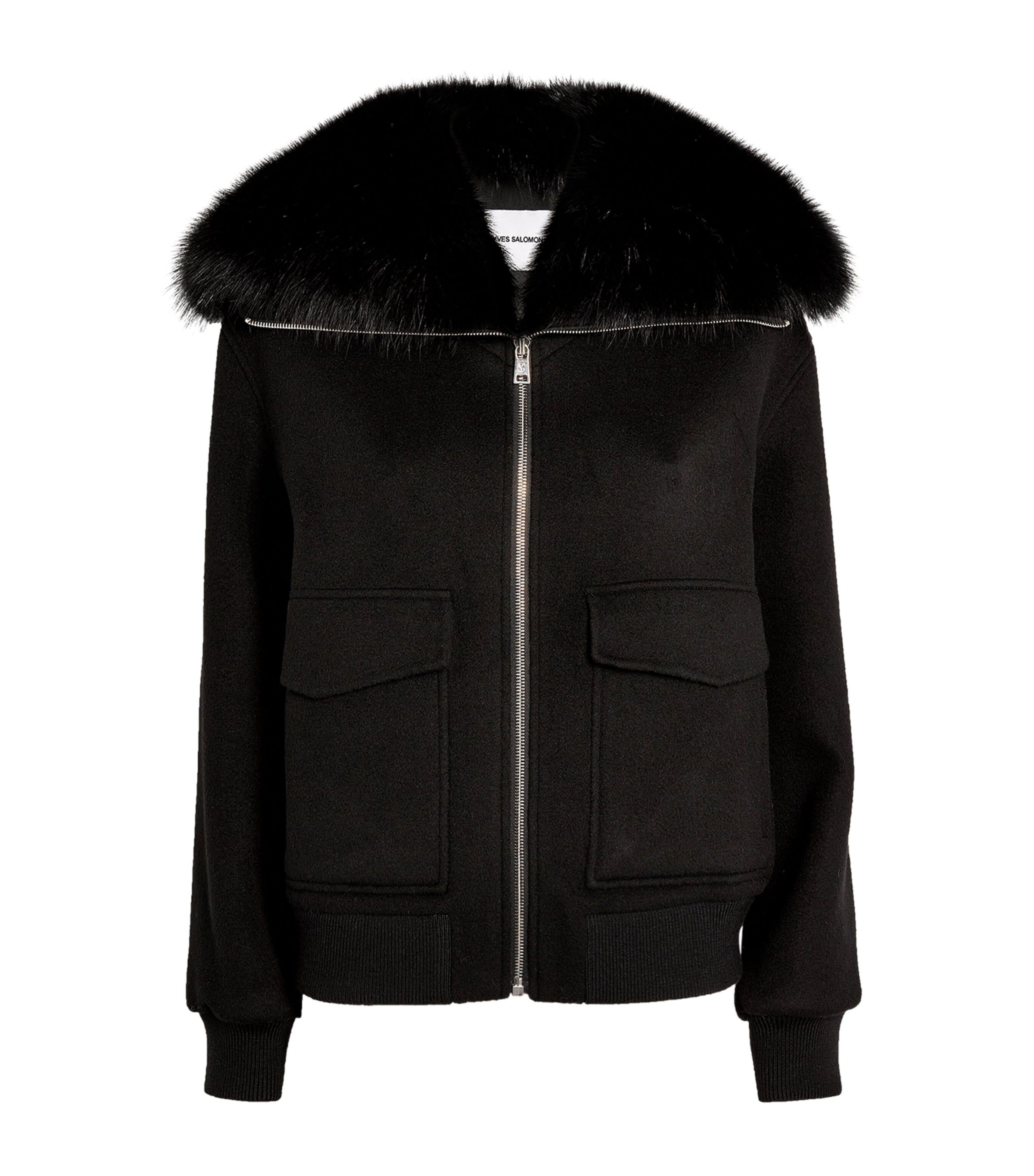 Shop Yves Salomon Fur-collar Bomber Jacket In Black