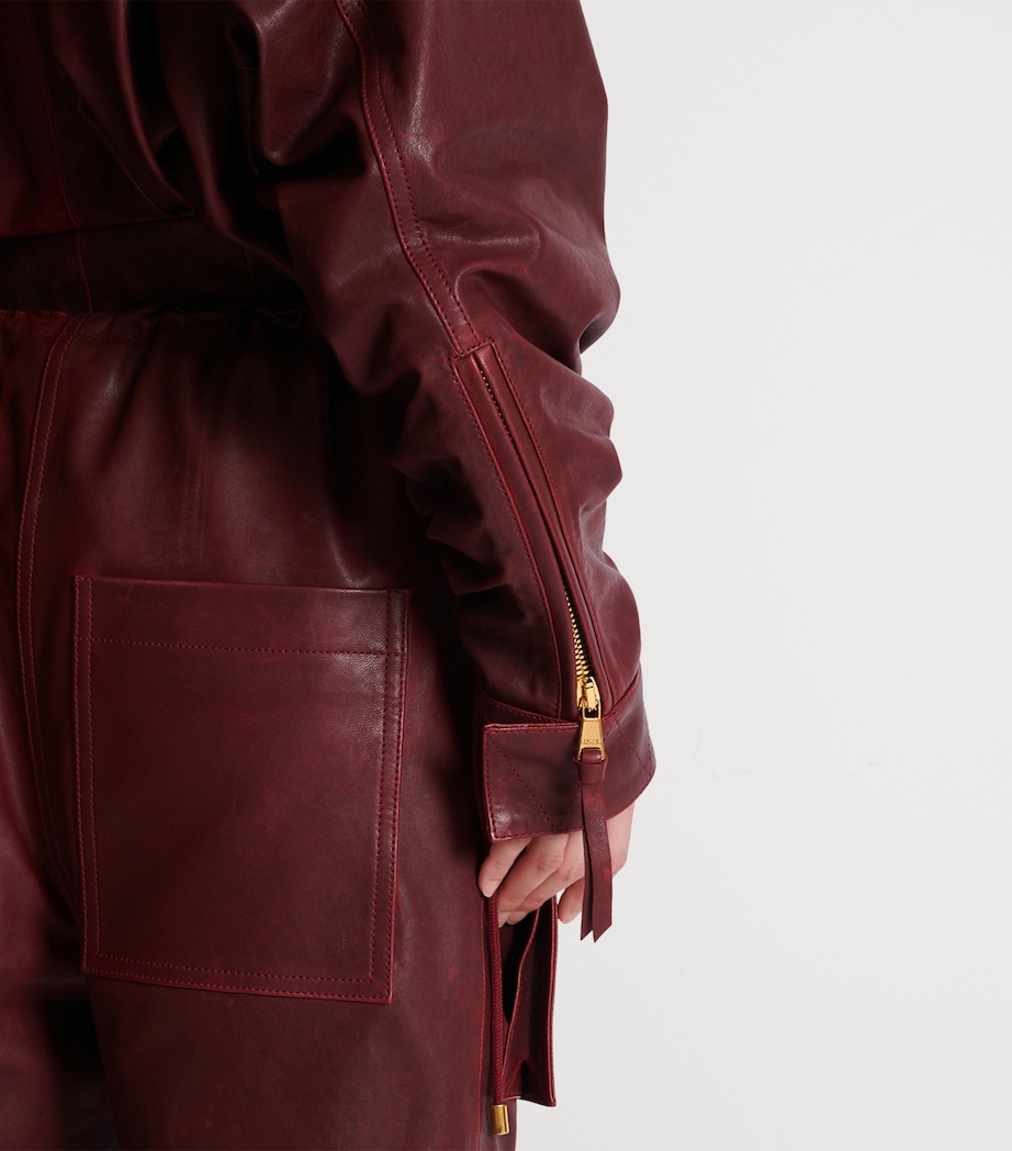 Leather Hooded Mini Dress 3AR AUBERGINE Image 4