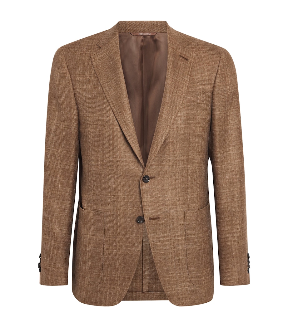 Wool-Silk-Linen Check Blazer 701 Image 1