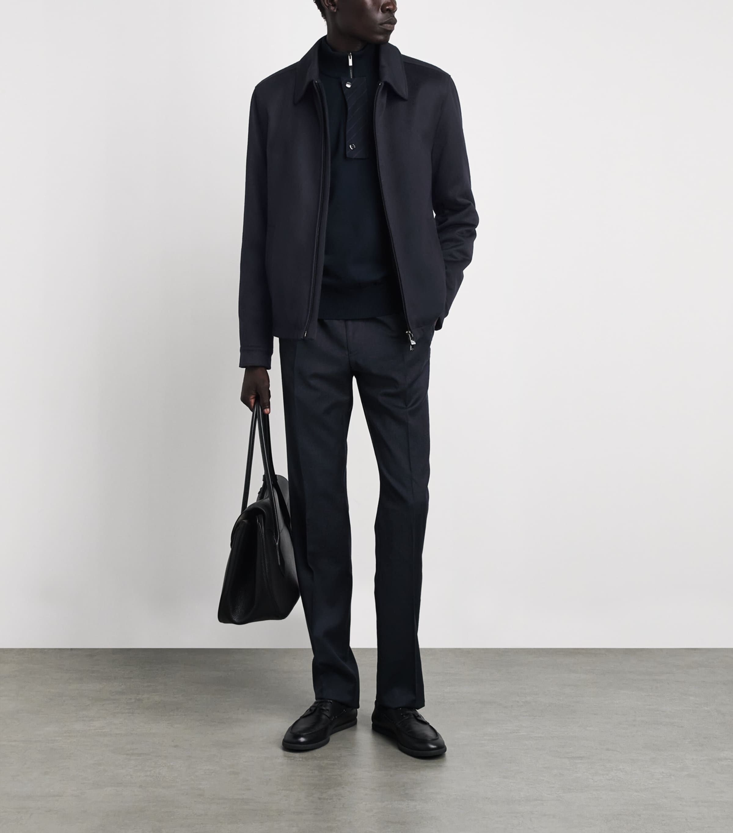 Corneliani Mens Cashmere Collar Jacket Navy Blue Image 2
