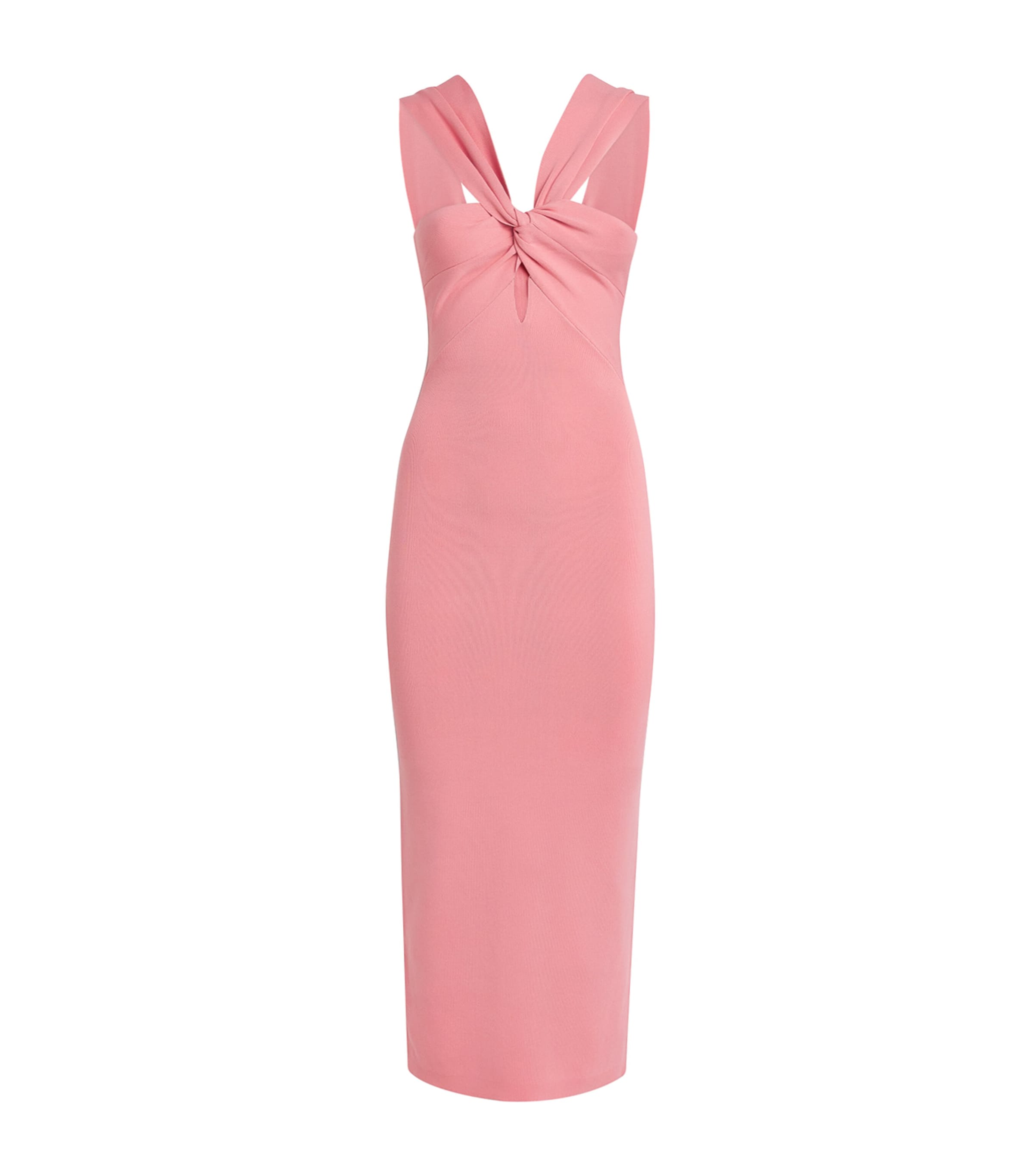 Cult Gaia Dawnette Twist-neck Midi Dress In Pink