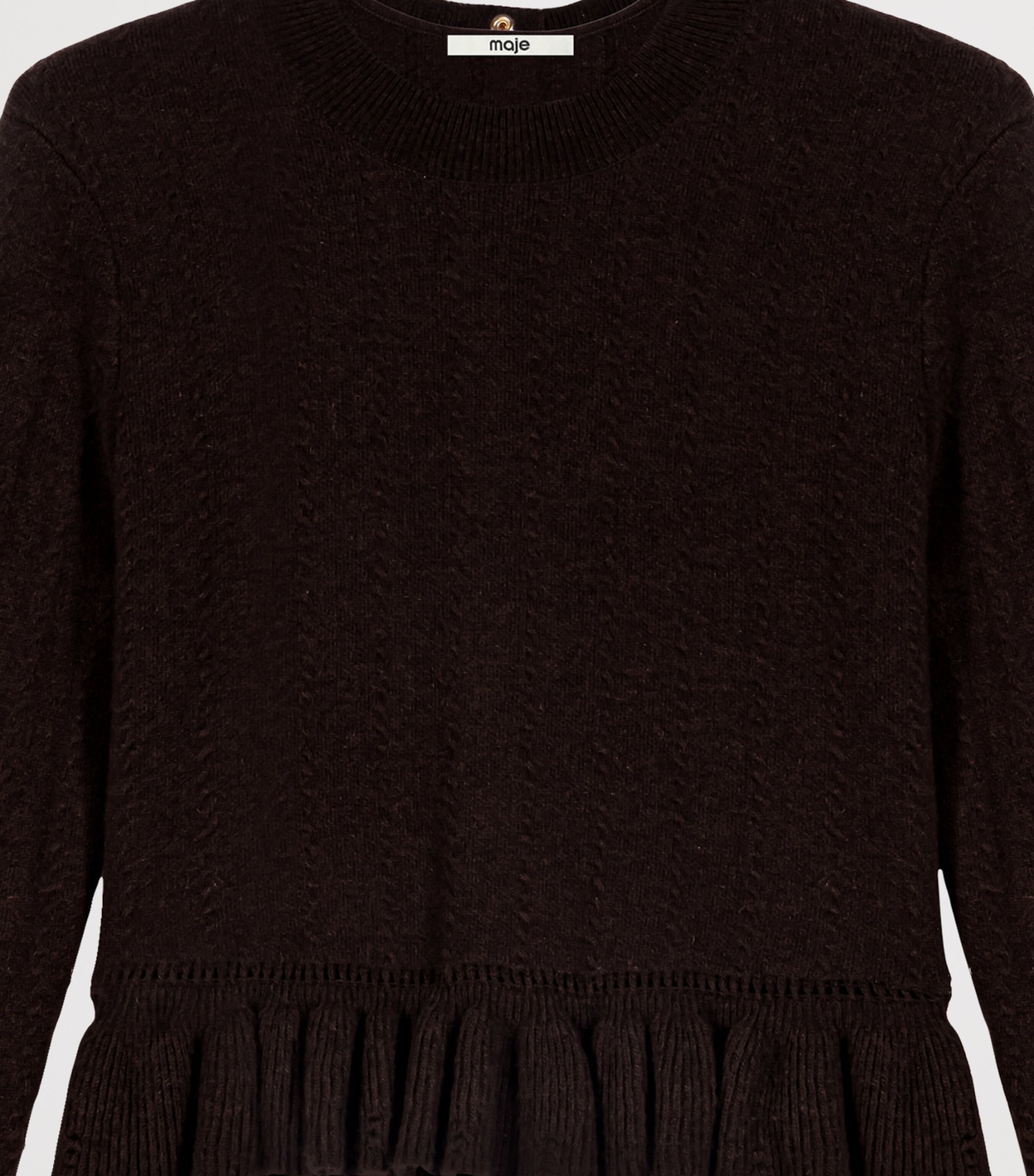 Maje Womens Cable-Knit Mini Dress Dark Brown Image 12