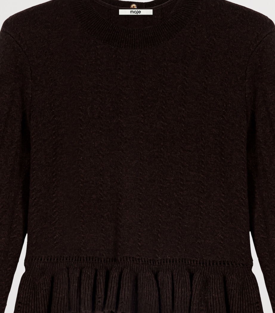 Maje Womens Cable-Knit Mini Dress Dark Brown Image 12