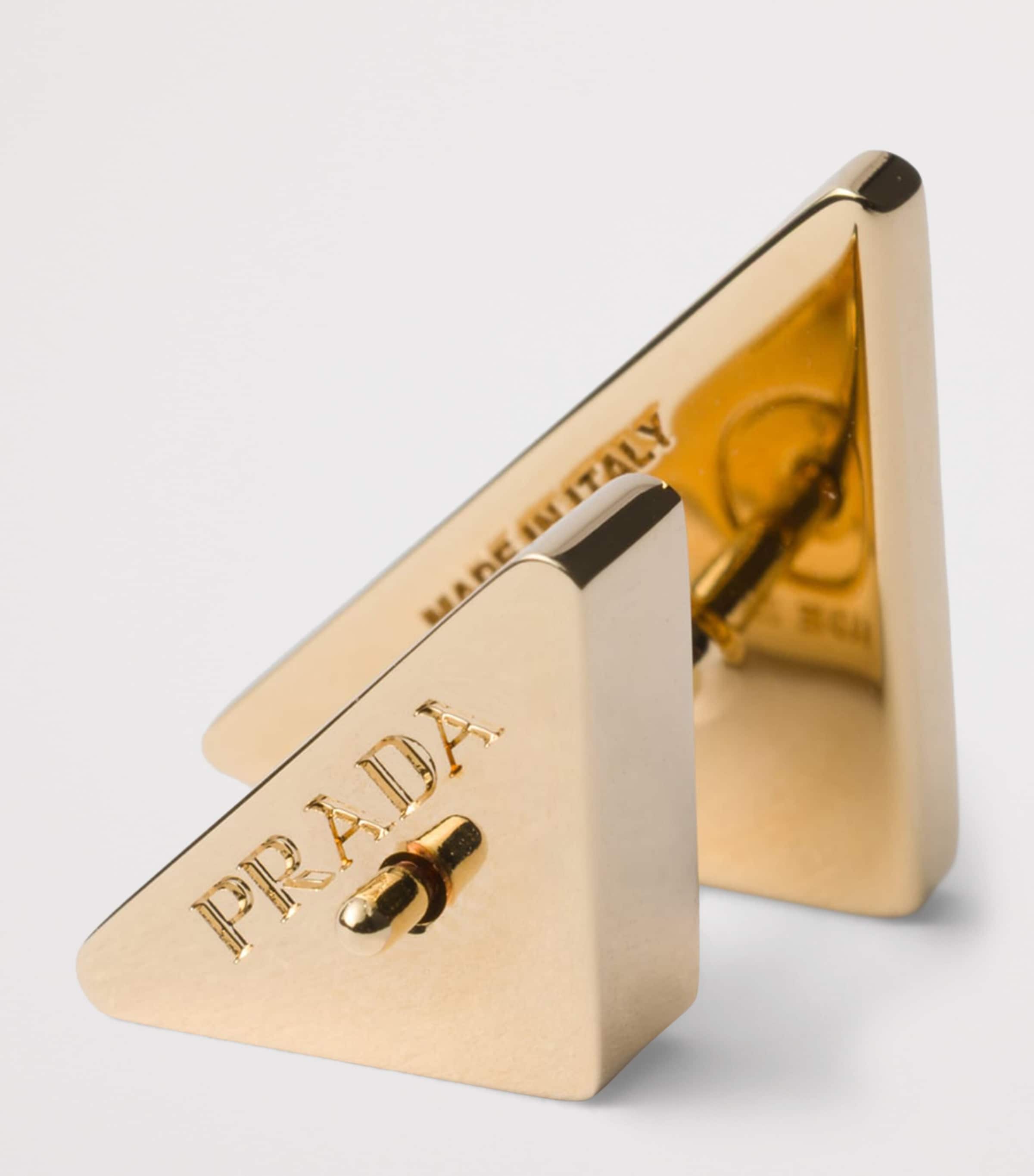 Prada Enamel Triangle Logo Earrings Image 2
