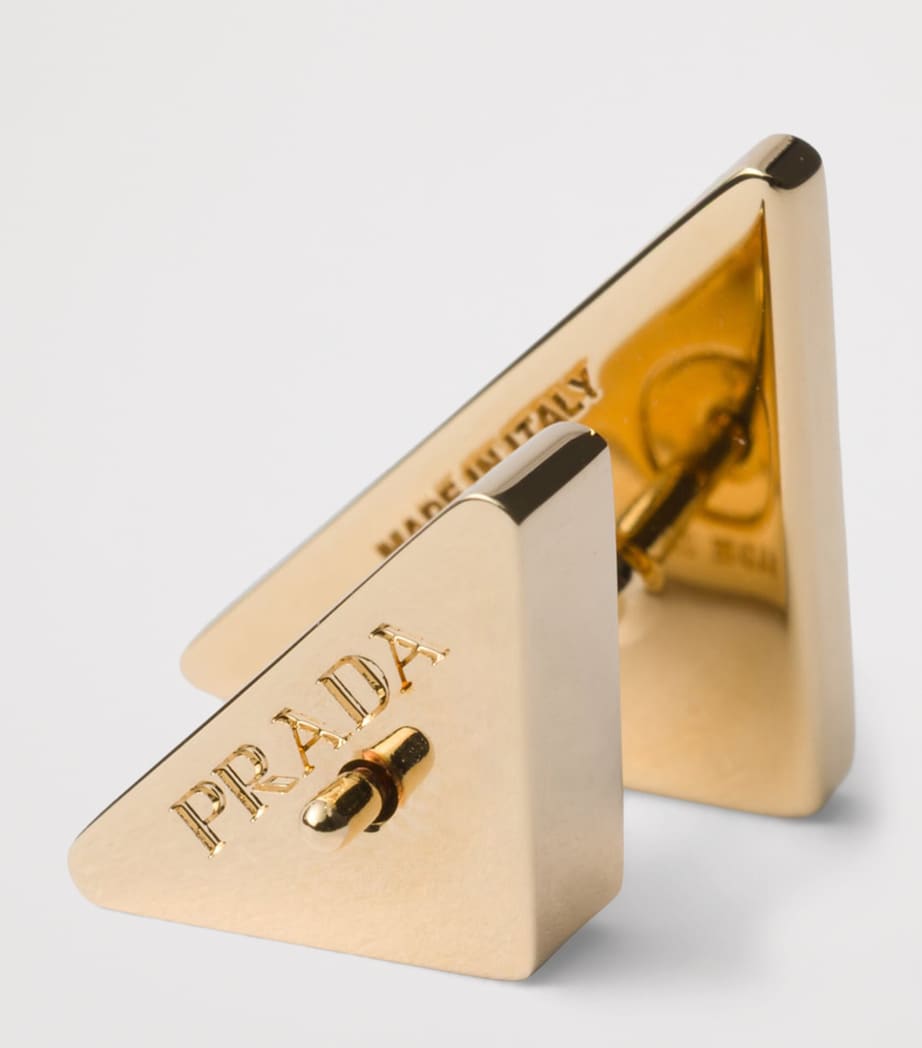 Prada Enamel Triangle Logo Earrings Image 2