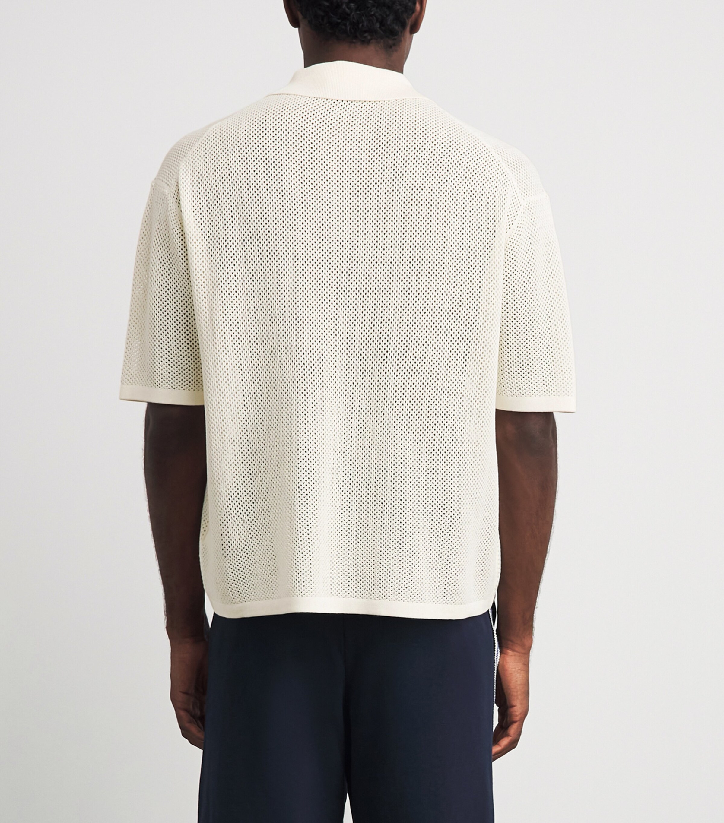 COMMAS Mens Open-Weave Polo Shirt Beige Image 5