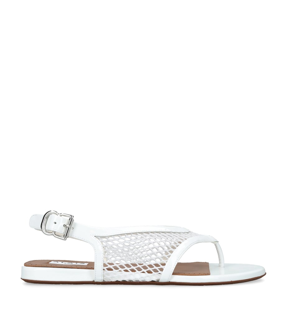 Alaïa Patent Leather Fishnet Sandals White Image 1