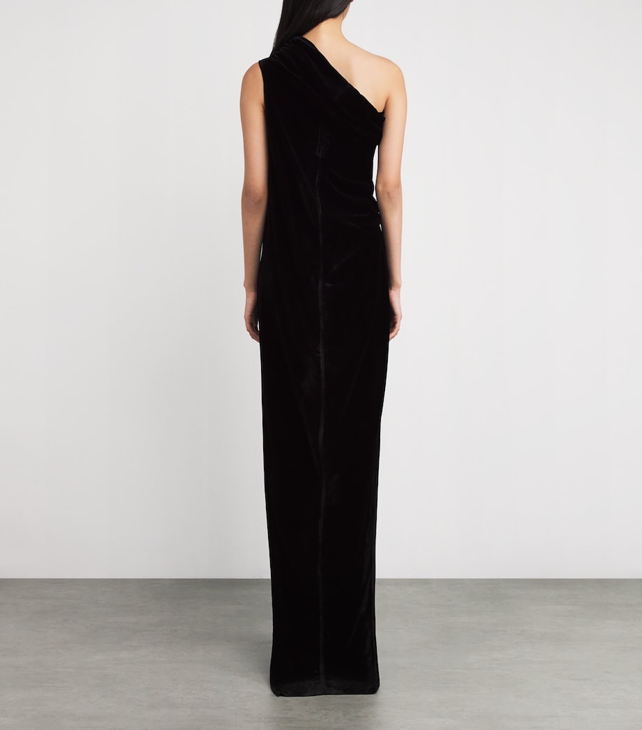 Velvet One-Shoulder Athena Gown 09 BLACK Image 3