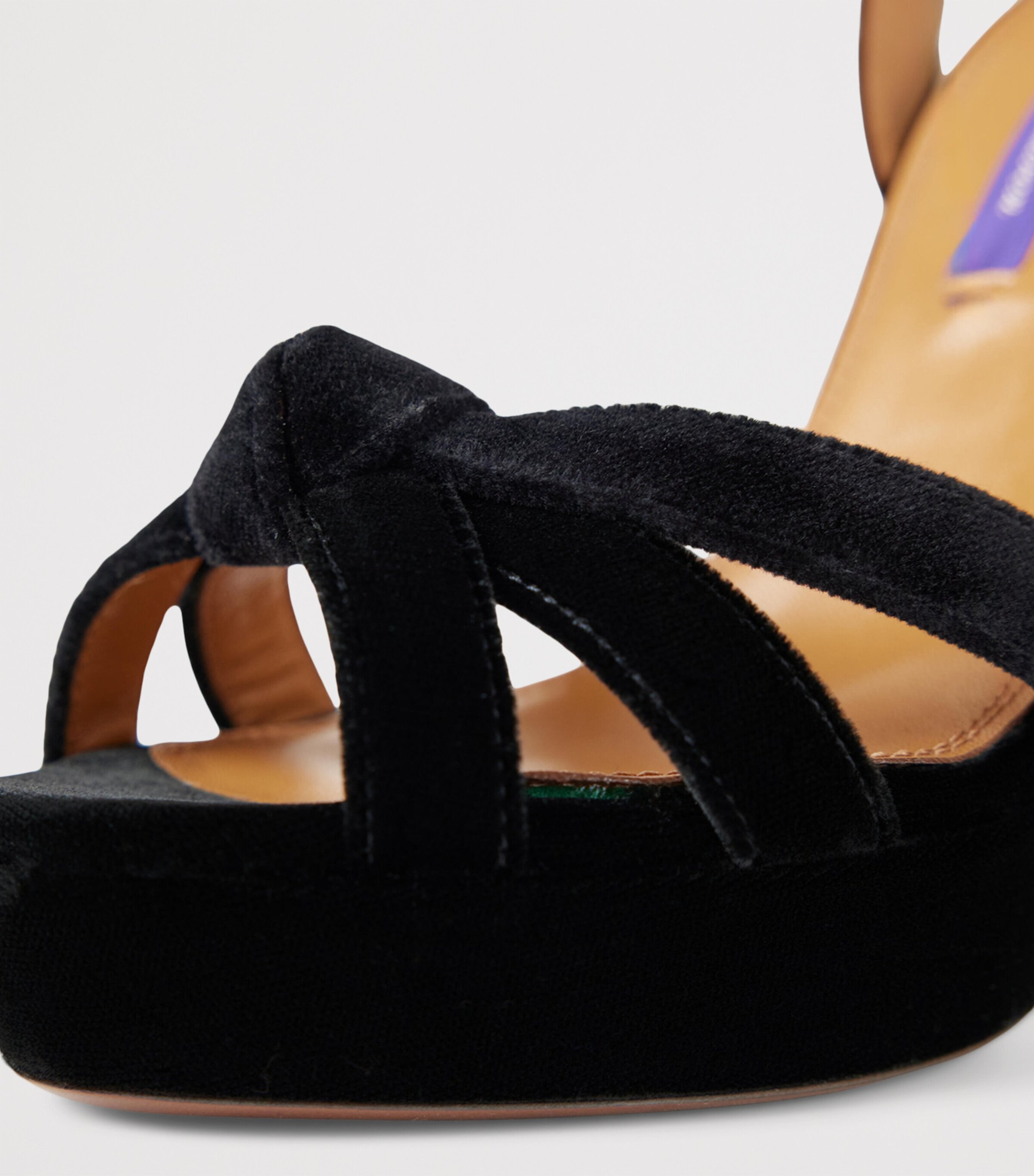 Ralph Lauren Collection Black Velvet Arding Platform Sandals 125 ...