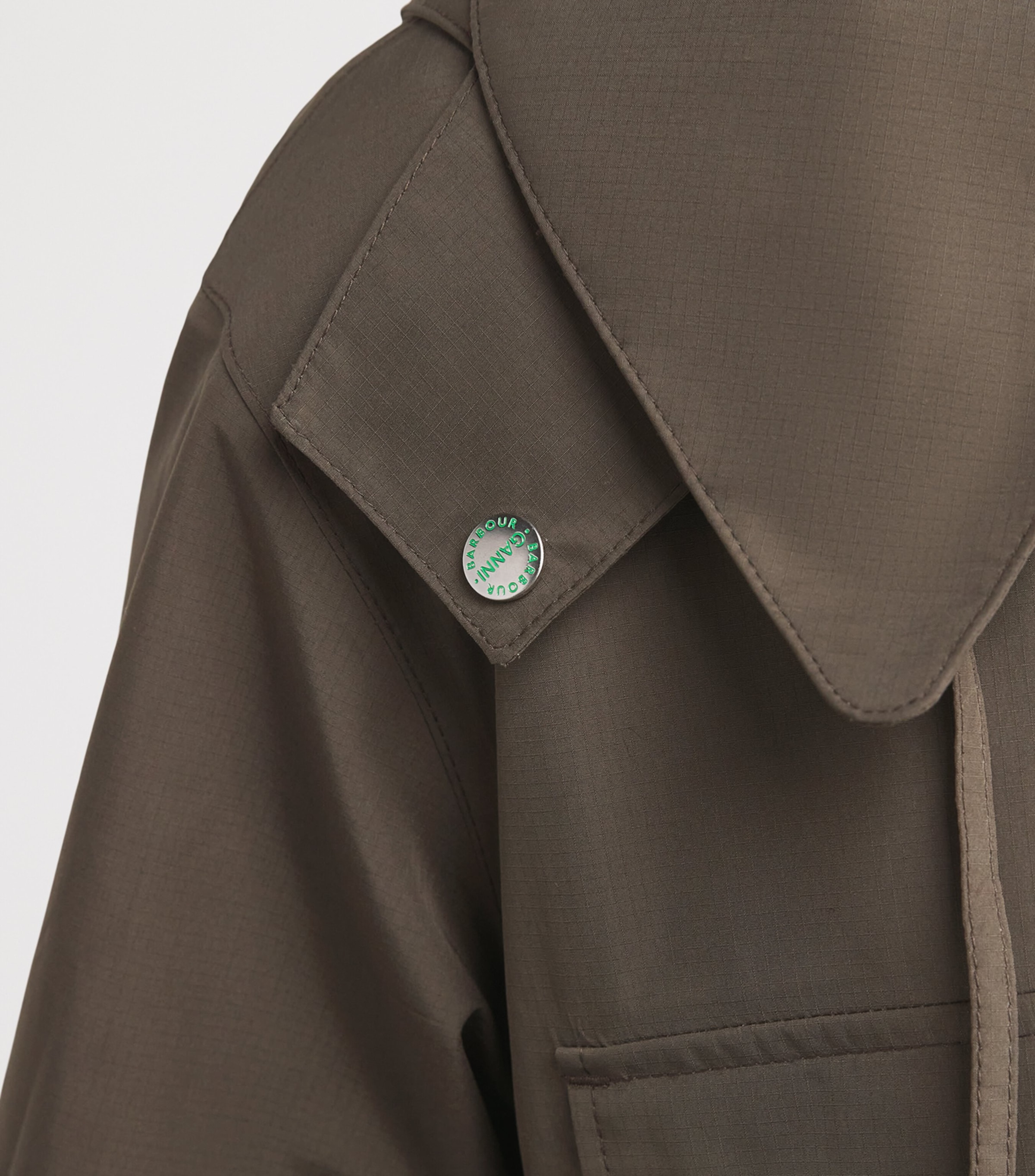 x GANNI Waterproof Parka Coat OLIVE/CLASSIC TARTAN Image 6