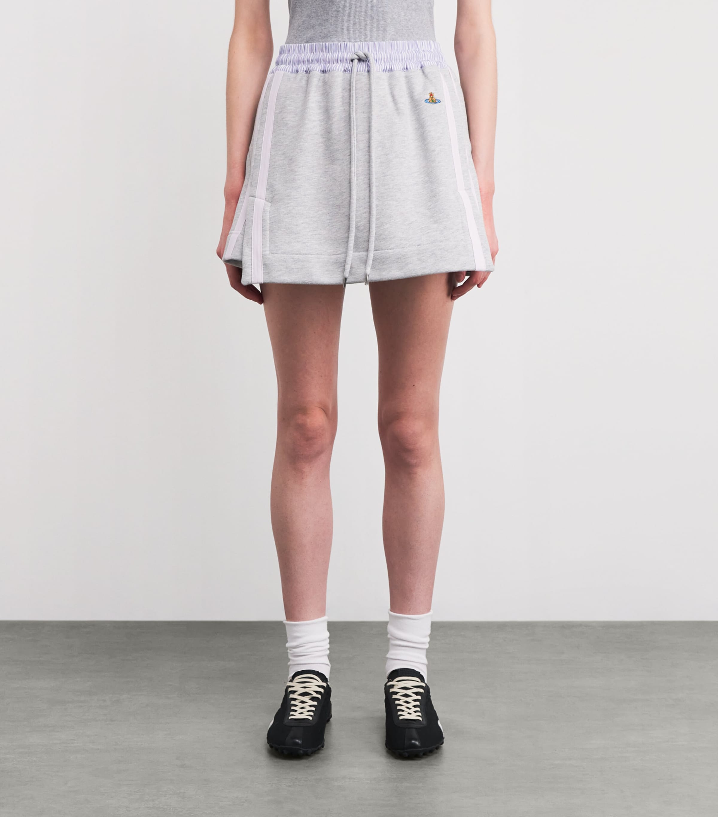 Cotton Cheerleader Mini Skirt GREY/WHITE STRIPE Image 3