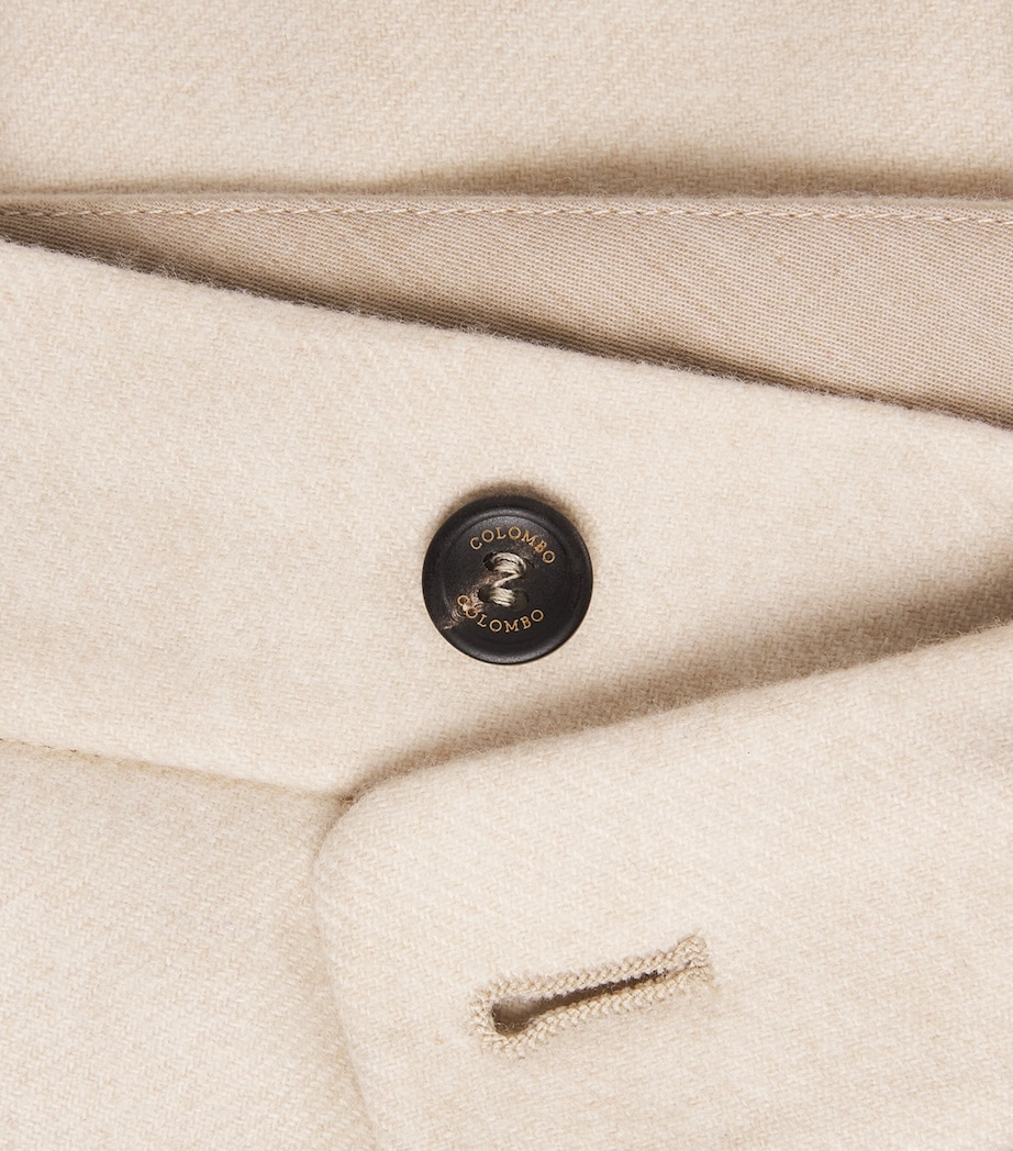 Colombo Mens Cashmere Pleated Straight Trousers Natural White Image 6