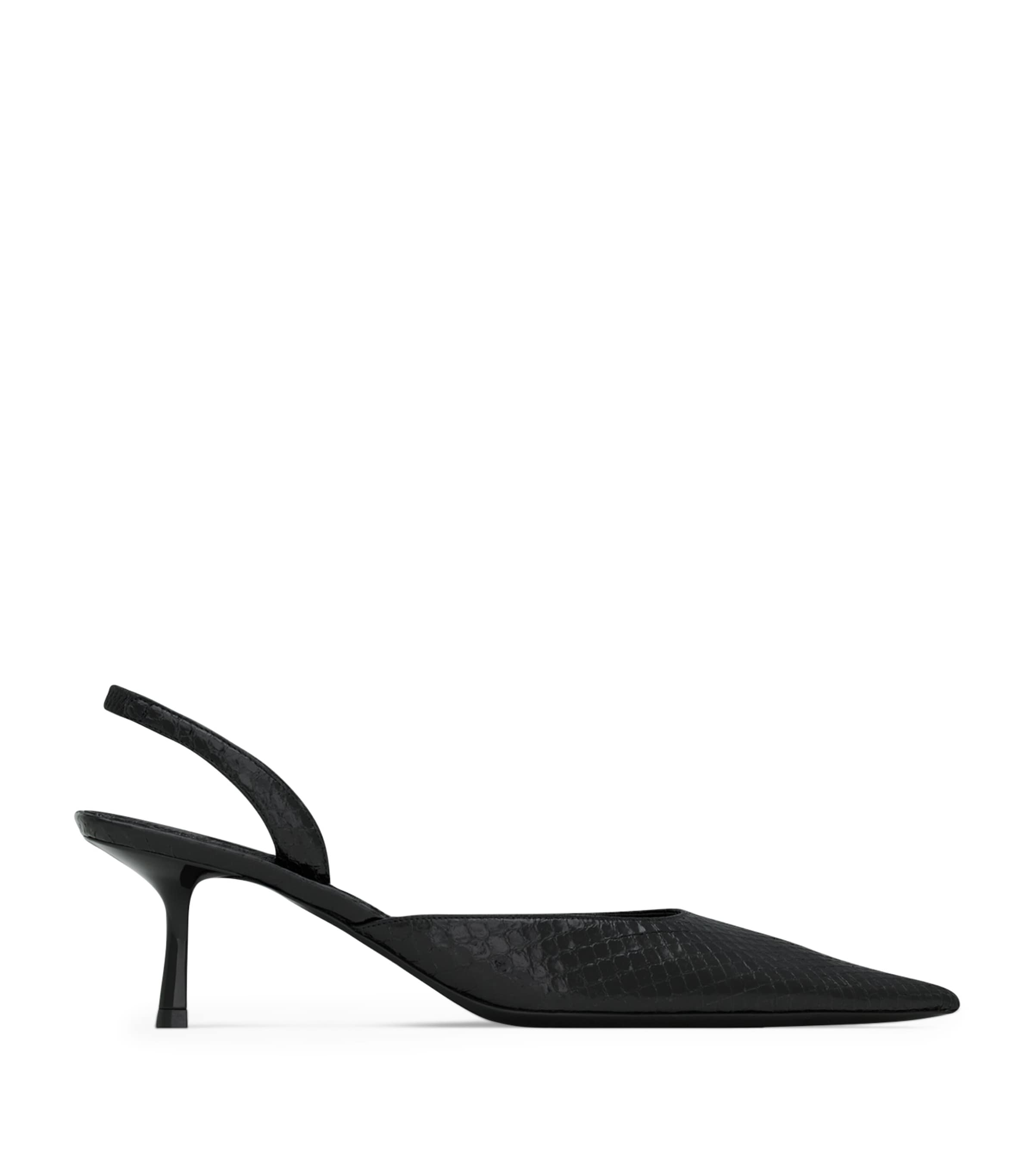 Saint Laurent Python Leather Misty Slingbacks 55 In Black