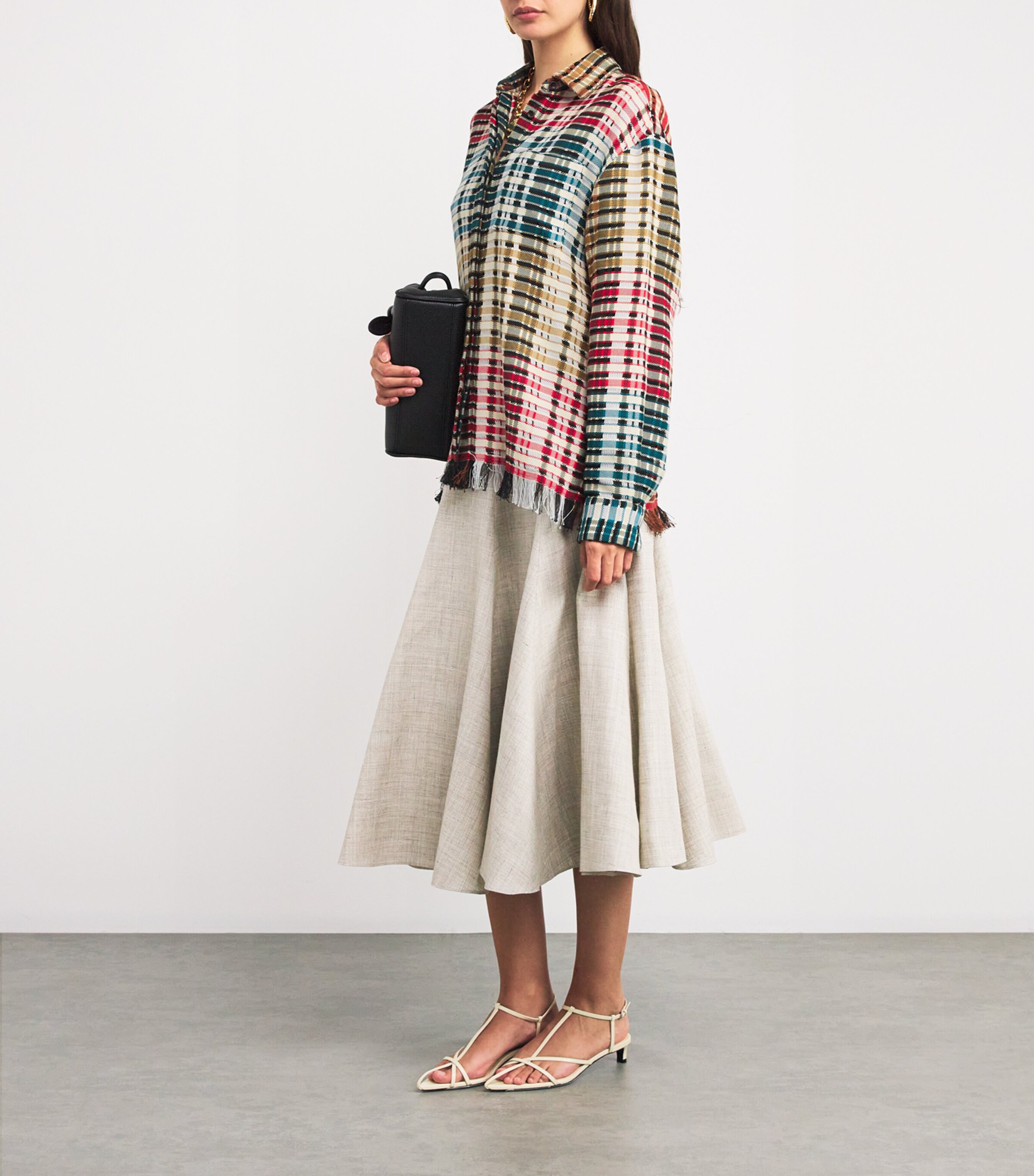 RETORI Womens Cotton Check Shirt Rainbow Image 2