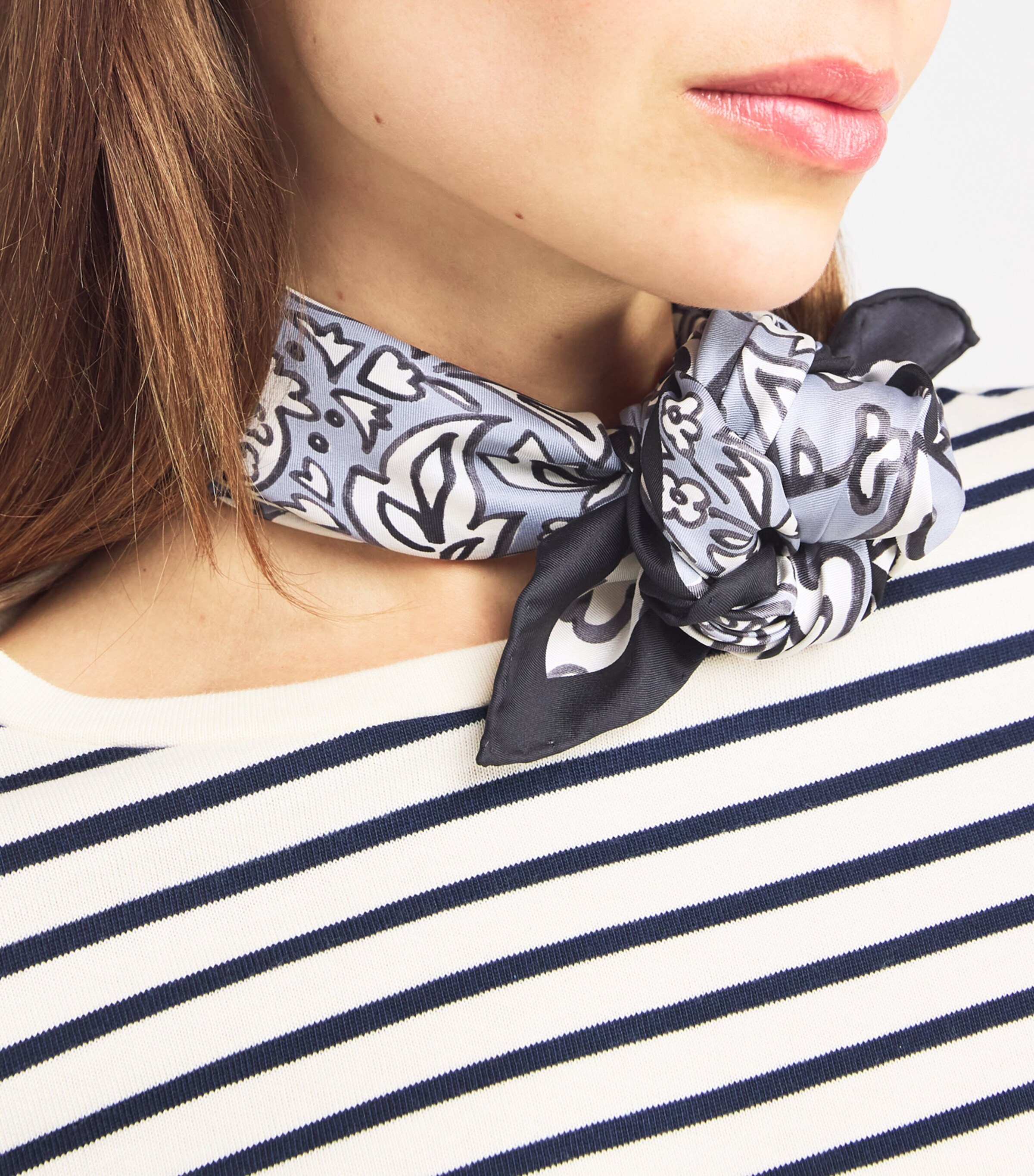 Silk Butterfly Square Scarf LIGHT GREY Image 4