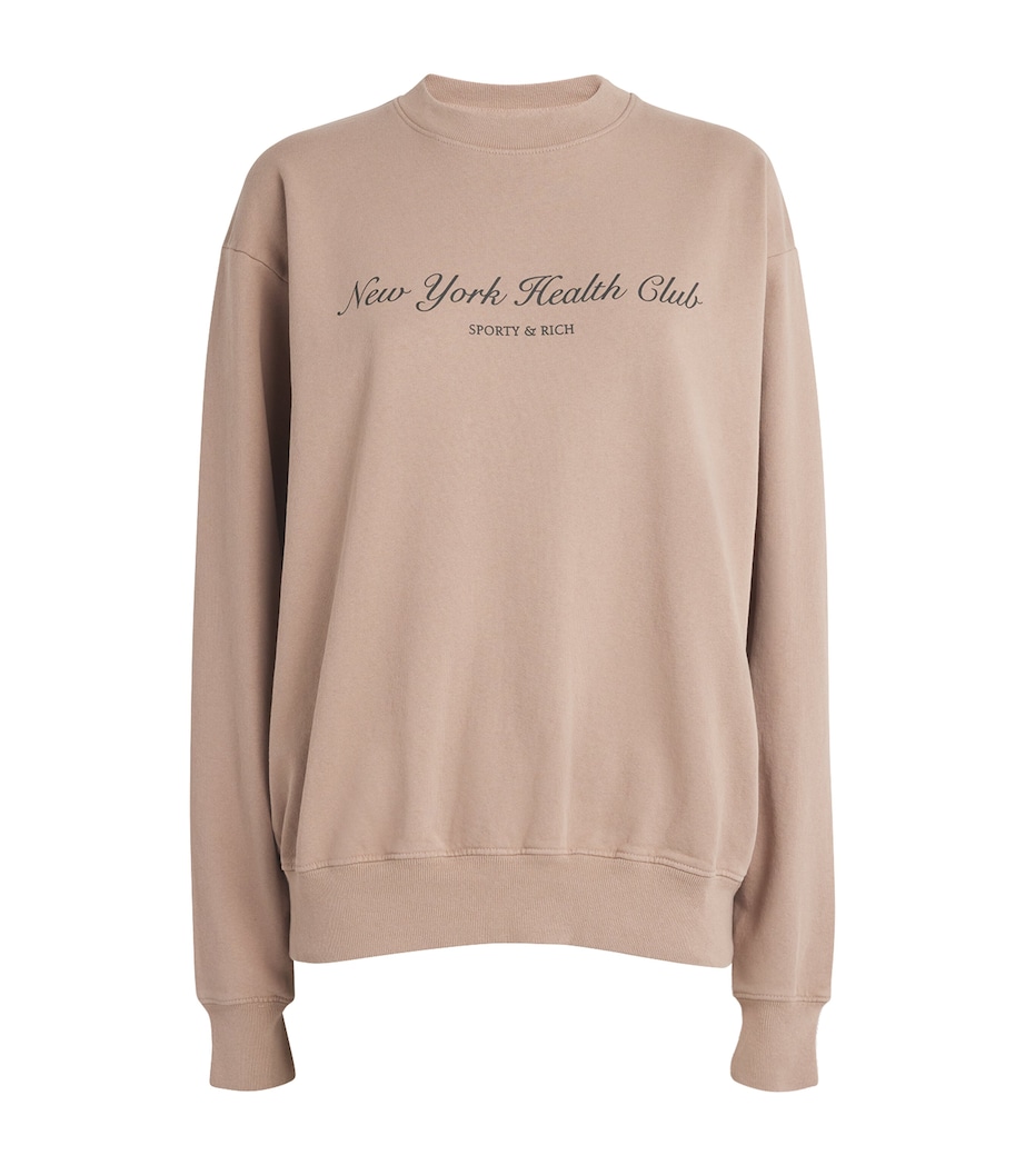 Sporty & Rich Womens Health Club Sweatshirt Mink Black Image 1