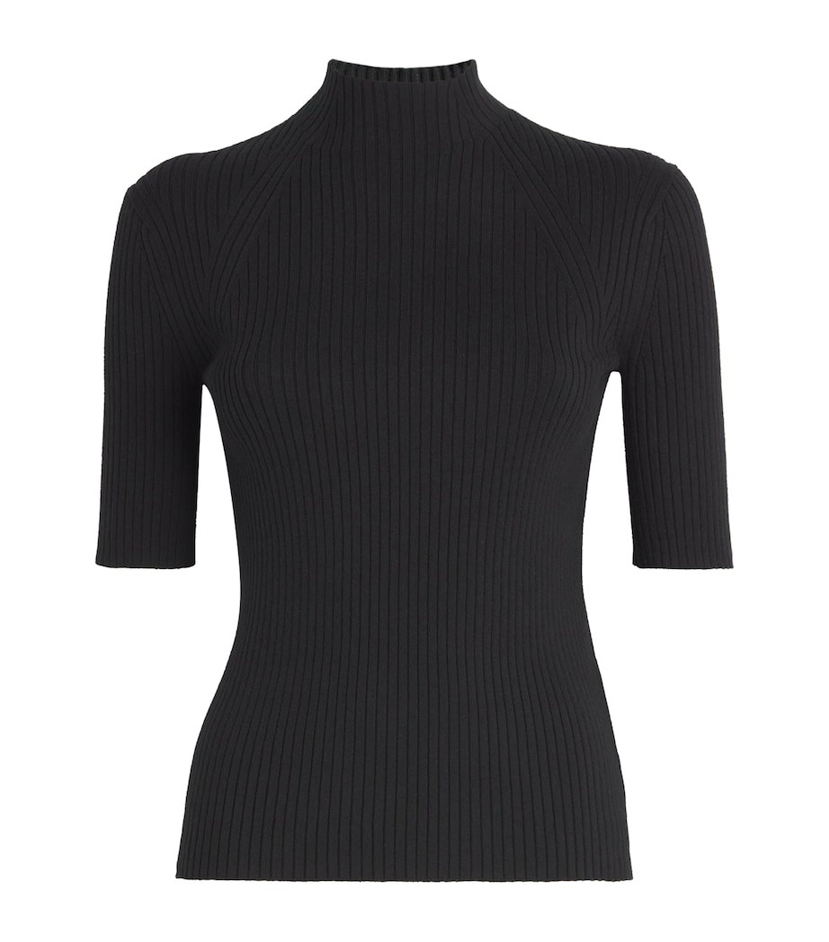 Ribbed High-Neck Top BLACK Image 1