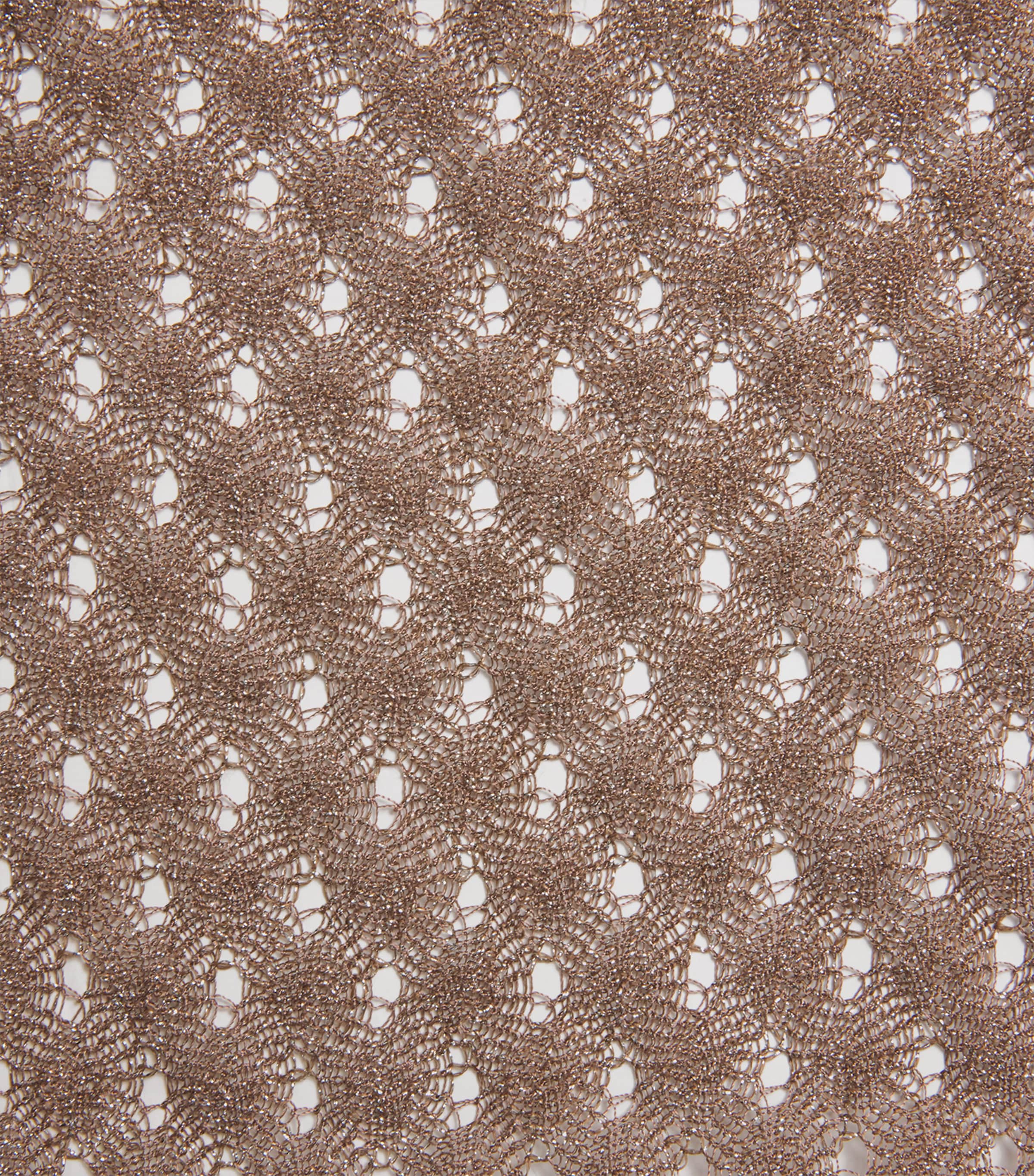 Lamé Open-Knit Halterneck Crop Top S80EE BROWN Image 5