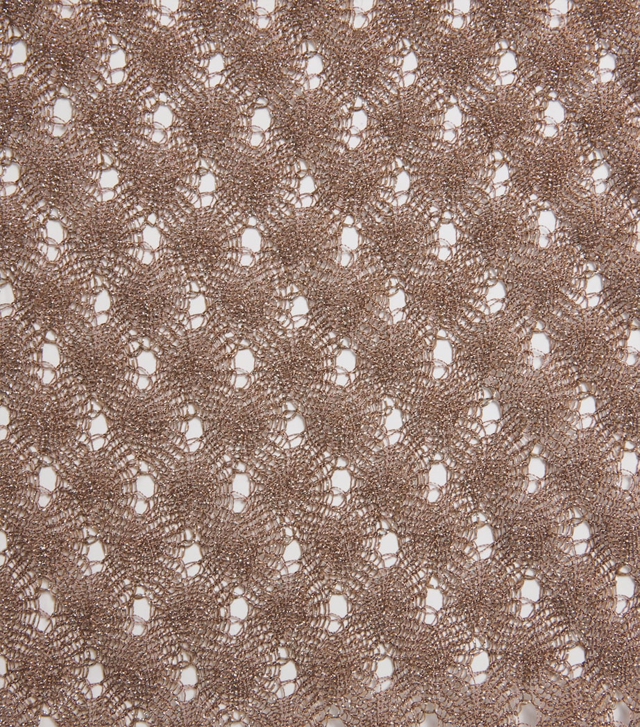 Lamé Open-Knit Halterneck Crop Top S80EE BROWN Image 5