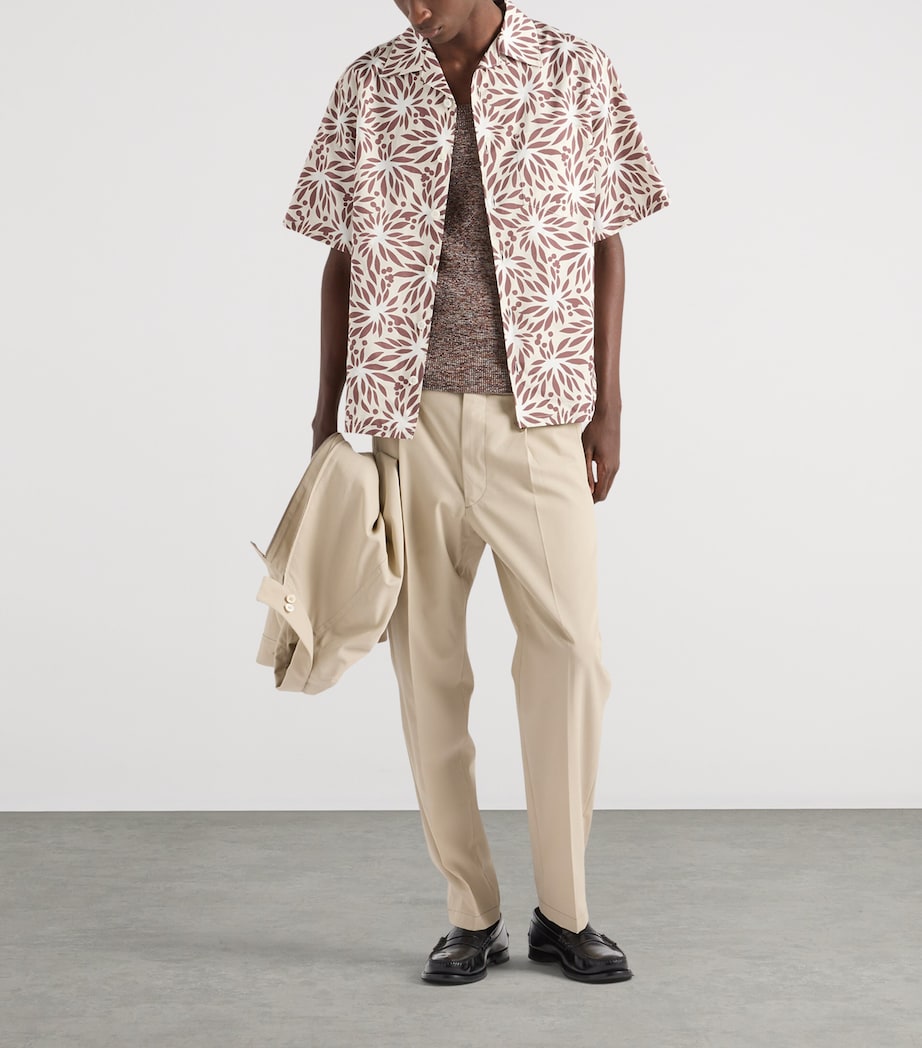 Prada Mens Cotton-Silk Short-Sleeve Bowling Shirt Image 2
