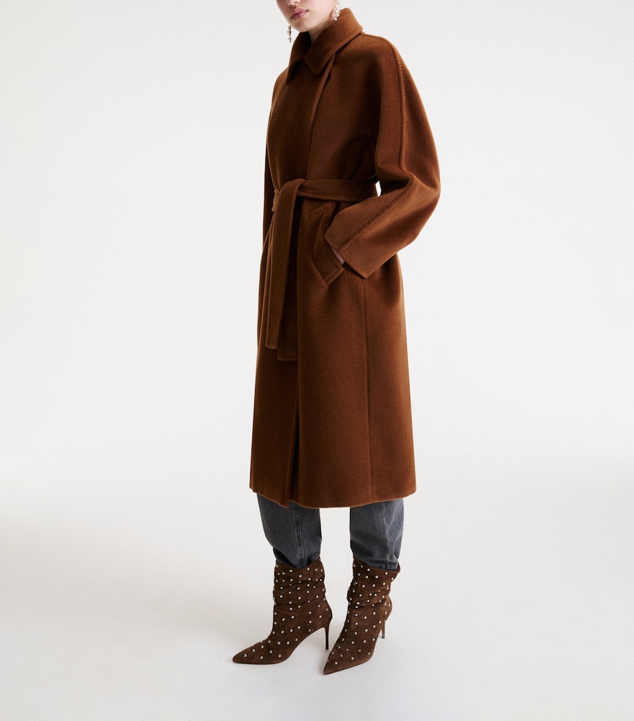 Marella Womens Virgin Wool Wrap Coat Caramel Image 4