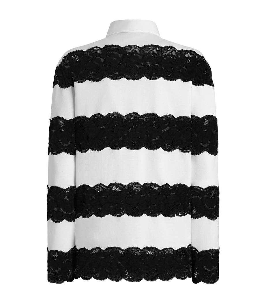 Dolce&Gabbana Womens Lace-Trim Polo Shirt Embr Image 2
