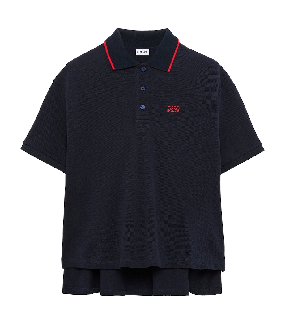 LOEWE Womens Stretch-Cotton Polo Shirt Navy Blue Image 1