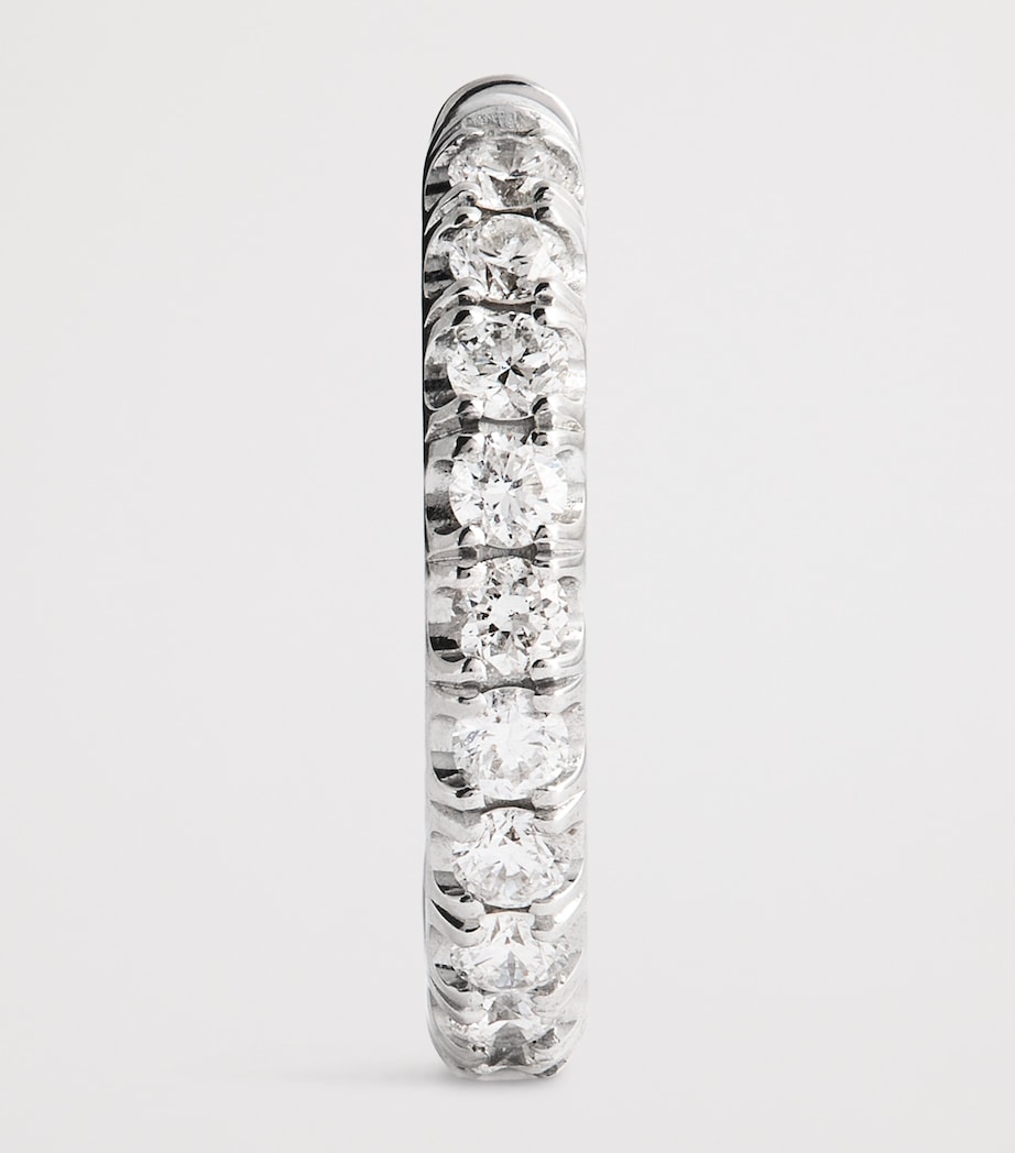 Micro White Gold and Diamond Single Hoop Earring WHITE GOLD Image 3